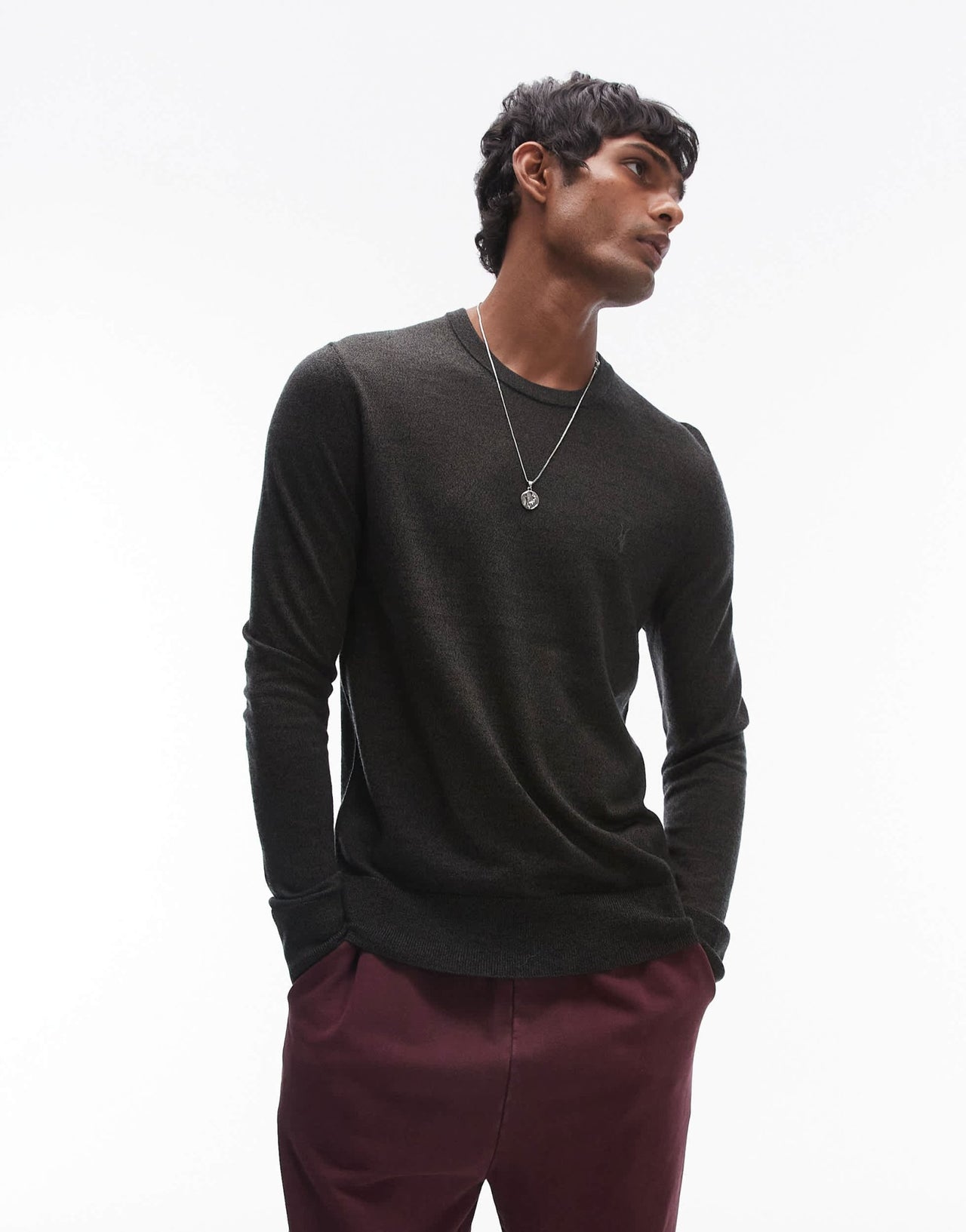 AllSaints Mode Merino knit jumper in dark green - ASOS Sample Sale EU Store