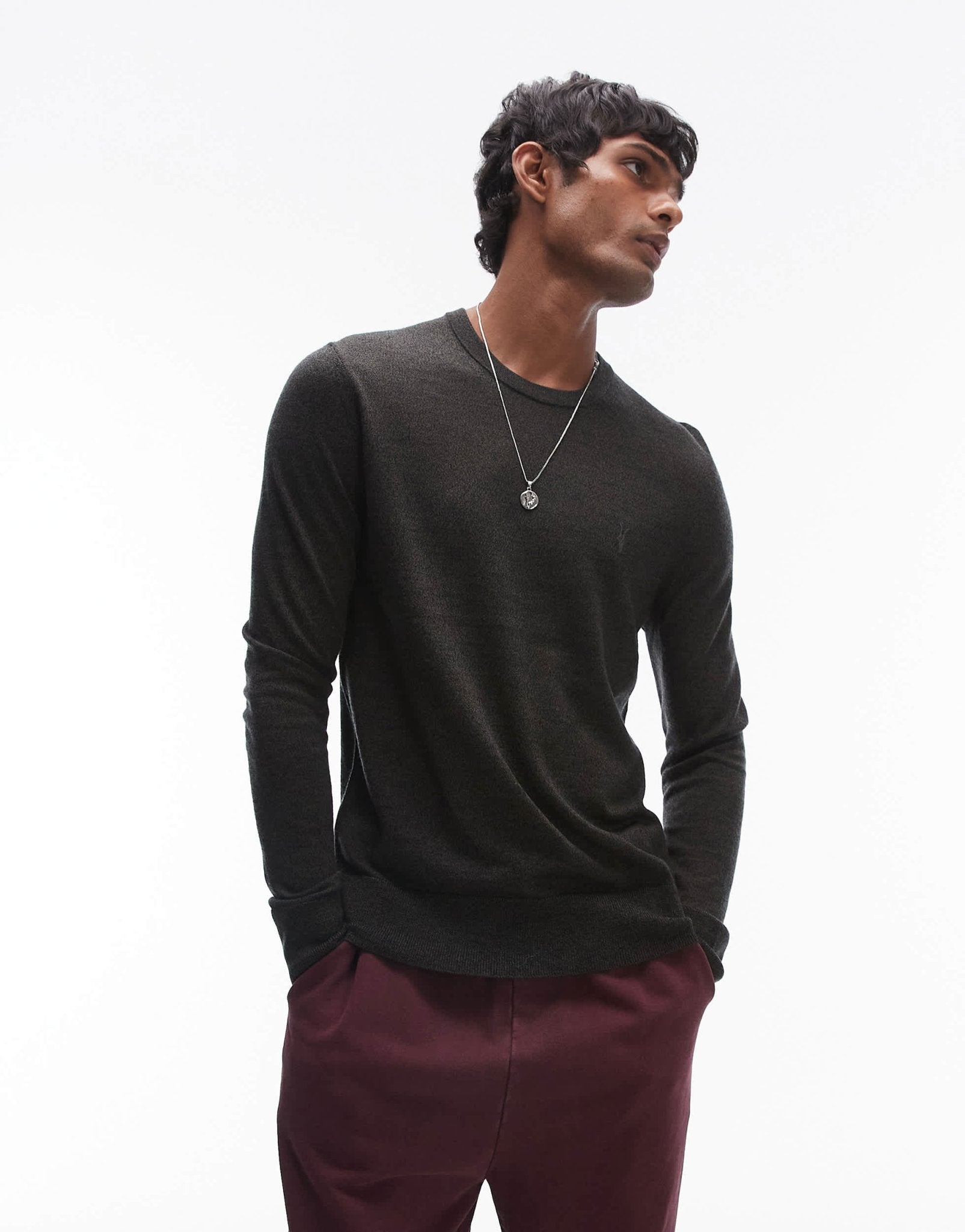 AllSaints Mode Merino knit jumper in dark green - ASOS Sample Sale EU Store