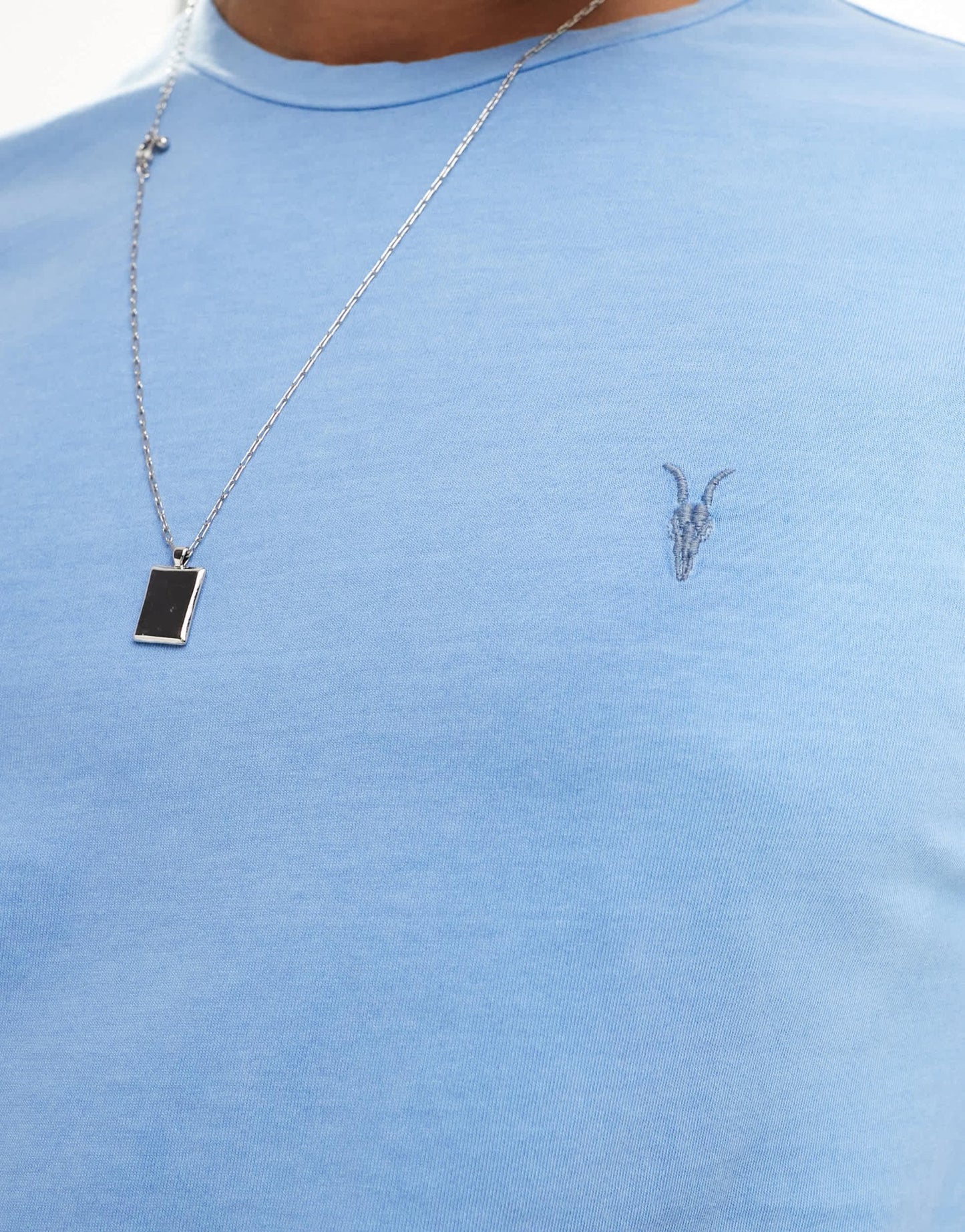 AllSaints Ossage crew t-shirt in pale blue - ASOS Sample Sale EU Store