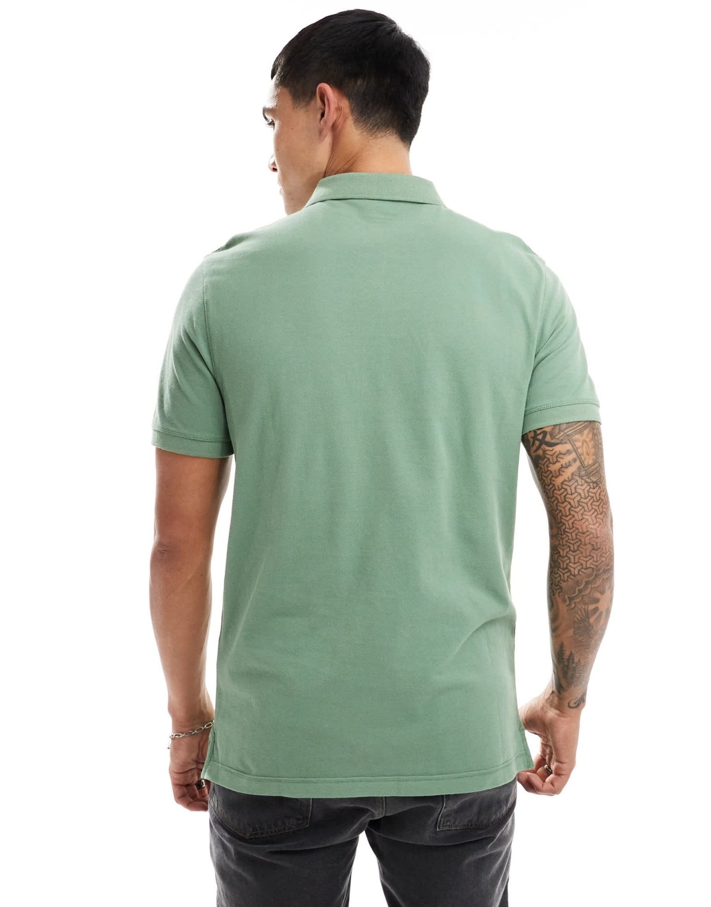 AllSaints Reform short sleeve polo top in green - ASOS Sample Sale EU Store