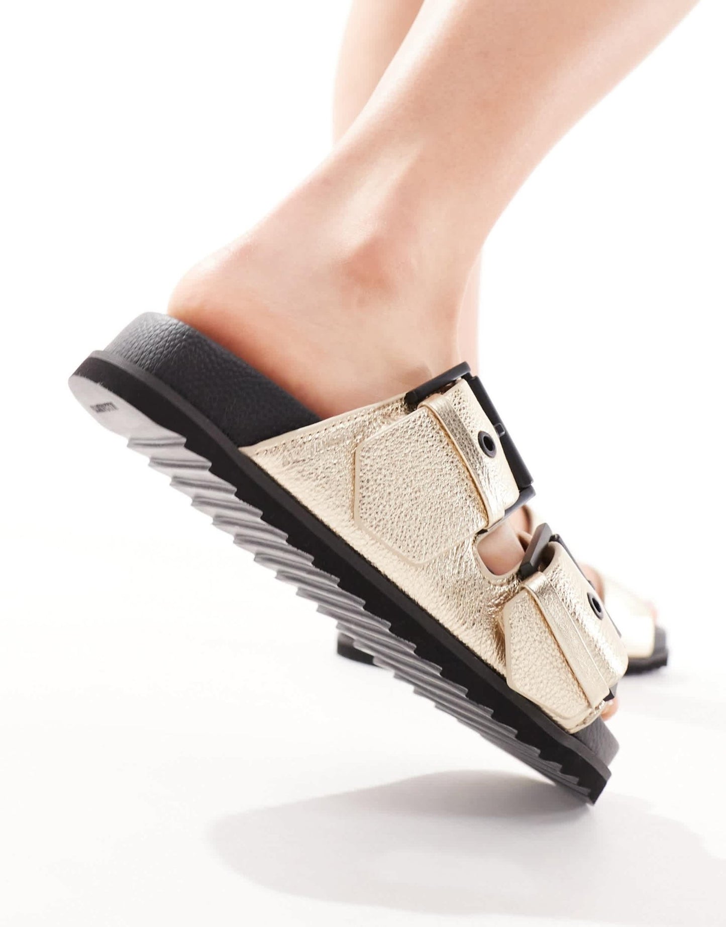 AllSaints Sian leather chunky sandals in gold metallic - ASOS Sample Sale EU Store