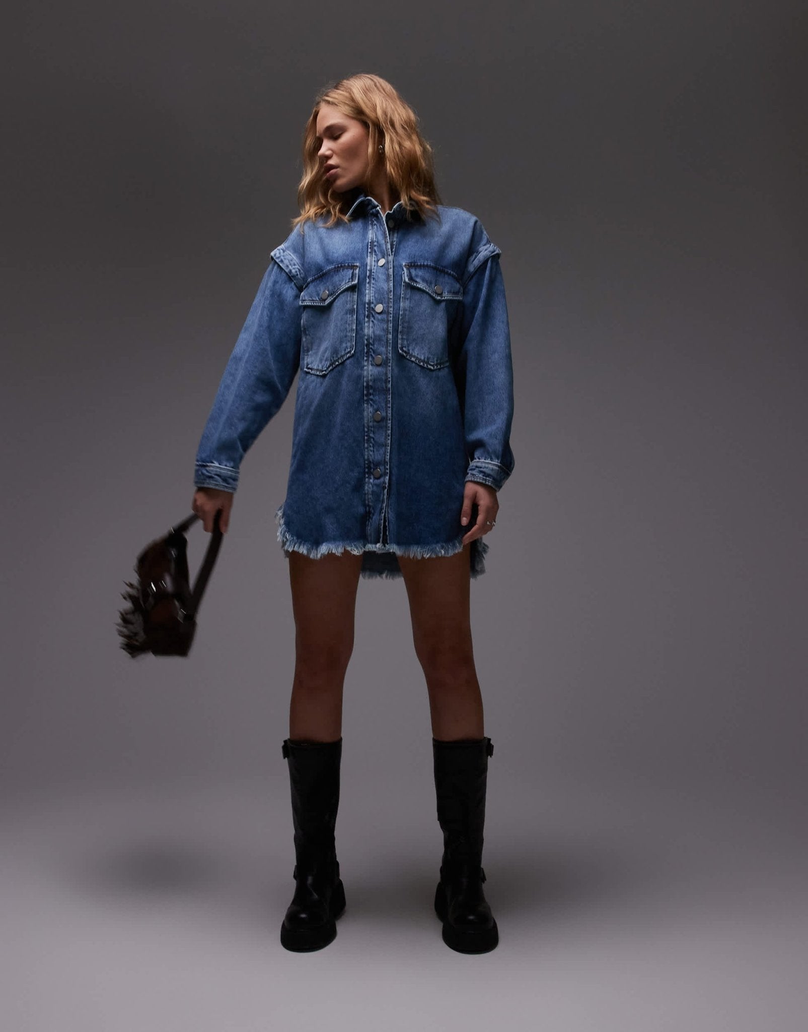 AllSaints snap dress in mid indigo - ASOS Sample Sale EU Store