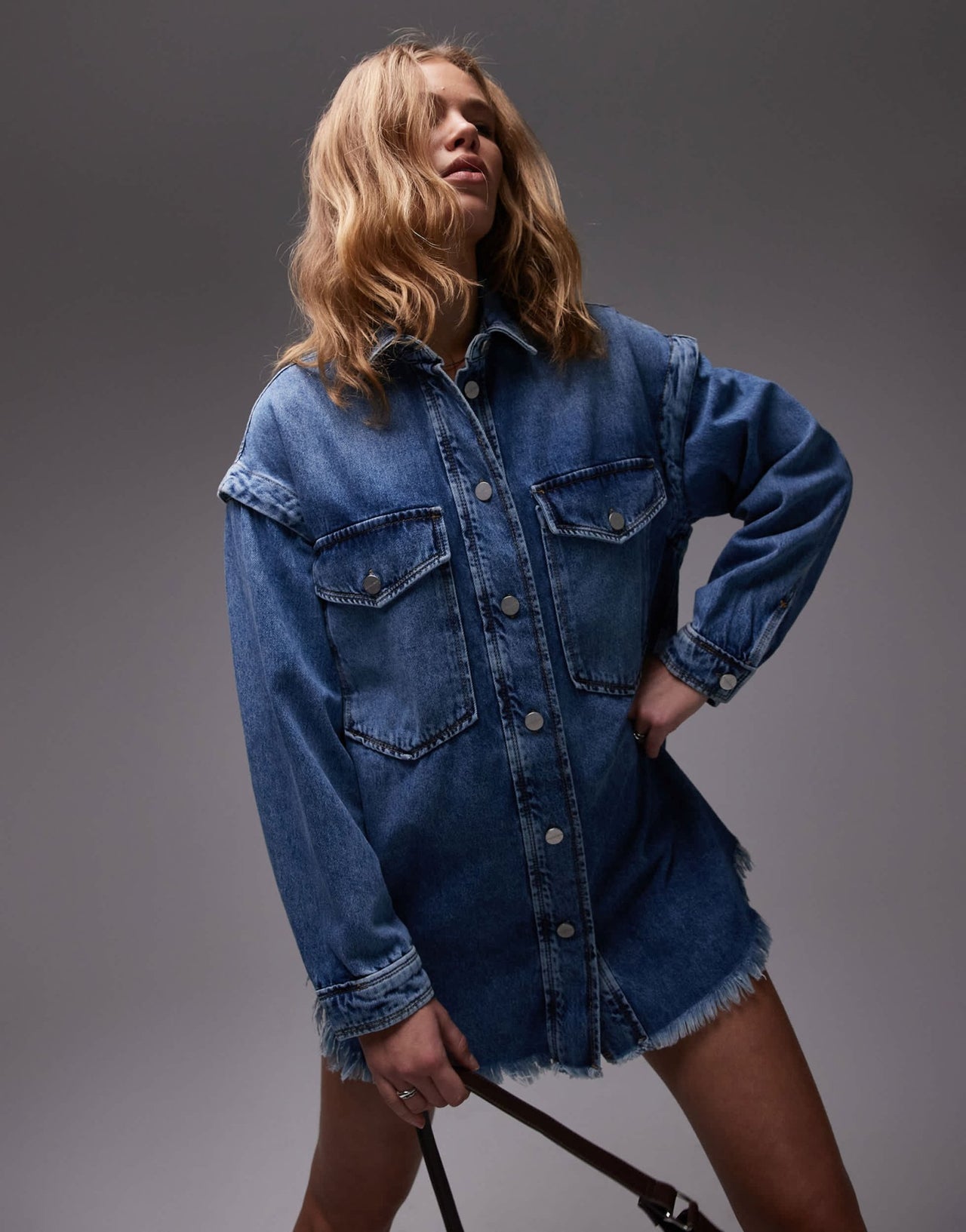 AllSaints snap dress in mid indigo - ASOS Sample Sale EU Store