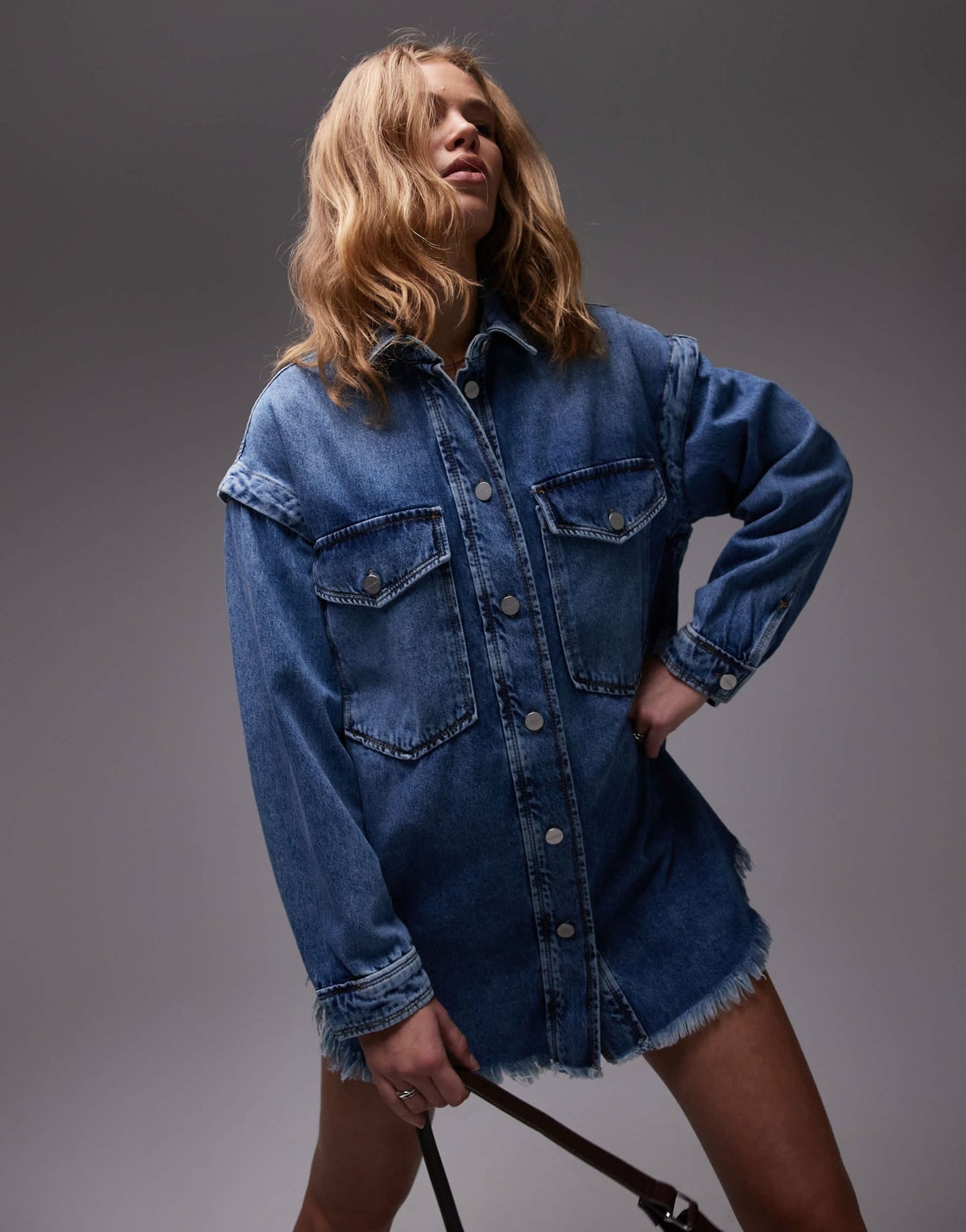 AllSaints snap dress in mid indigo - ASOS Sample Sale EU Store