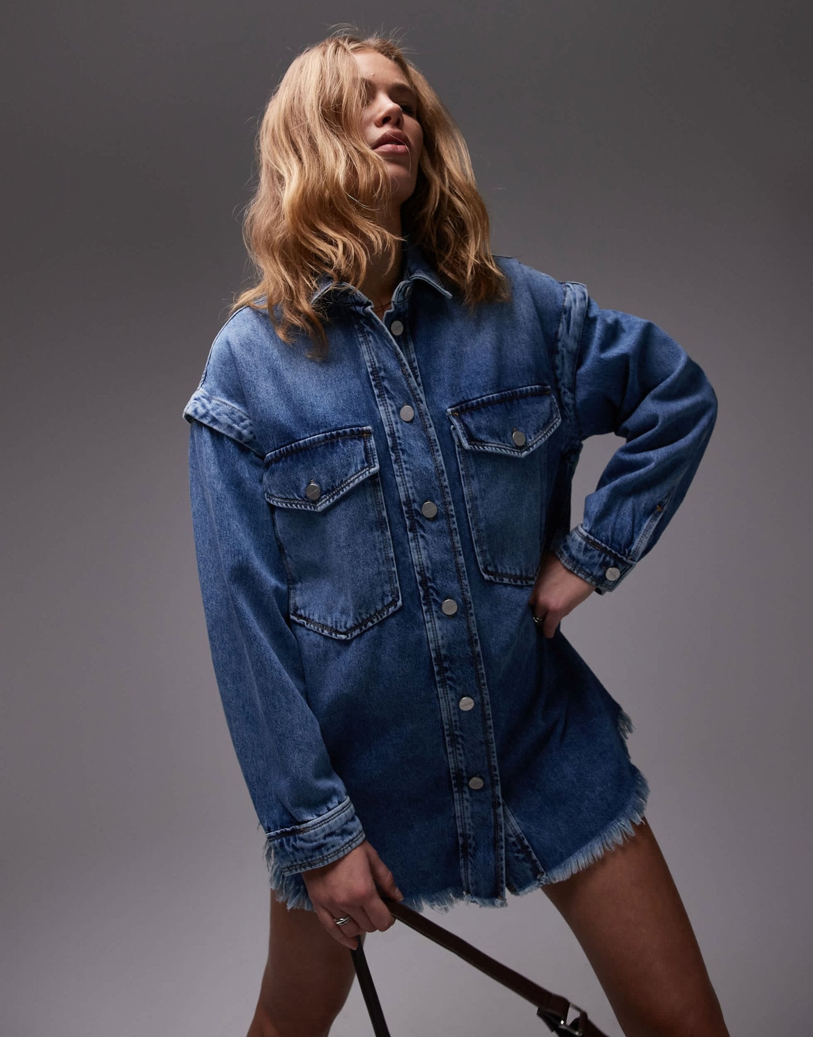 AllSaints snap dress in mid indigo - ASOS Sample Sale EU Store