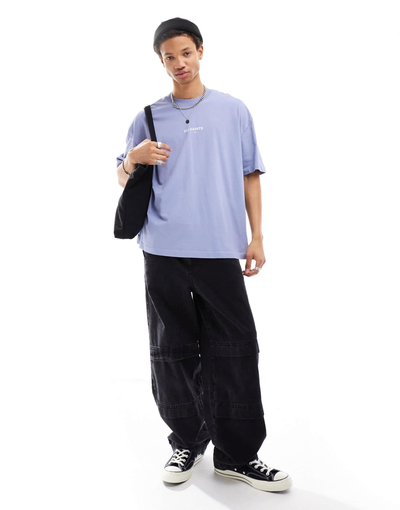 AllSaints Subverse central logo t-shirt in light blue - ASOS Sample Sale EU Store