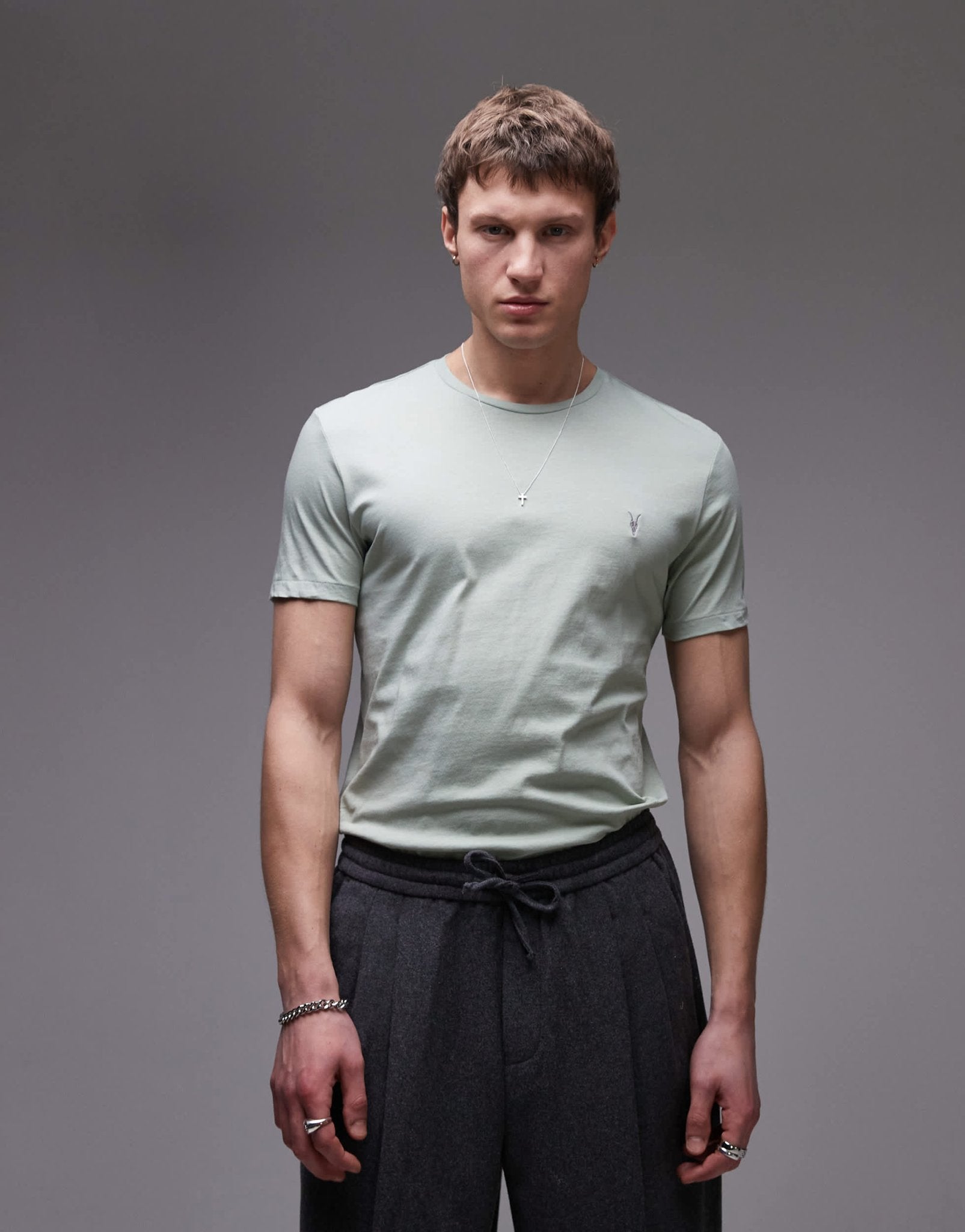 AllSaints Tonic short sleeve crew neck t-shirt in eden green - ASOS Sample Sale EU Store
