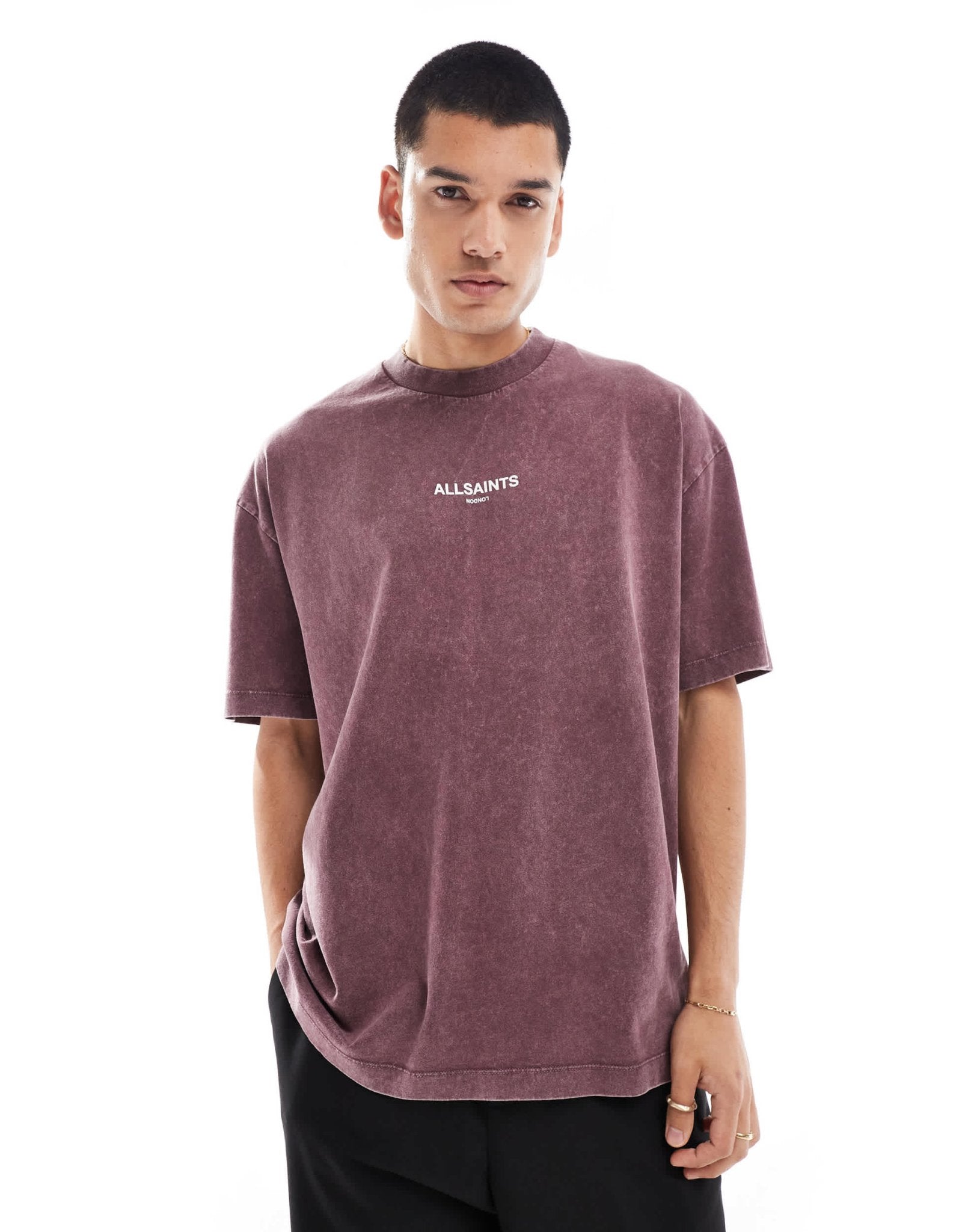 AllSaints Underground oversized t-shirt in stone wash purple exclusive to asos - PURPLE - ASOS Sample Sale EU Store