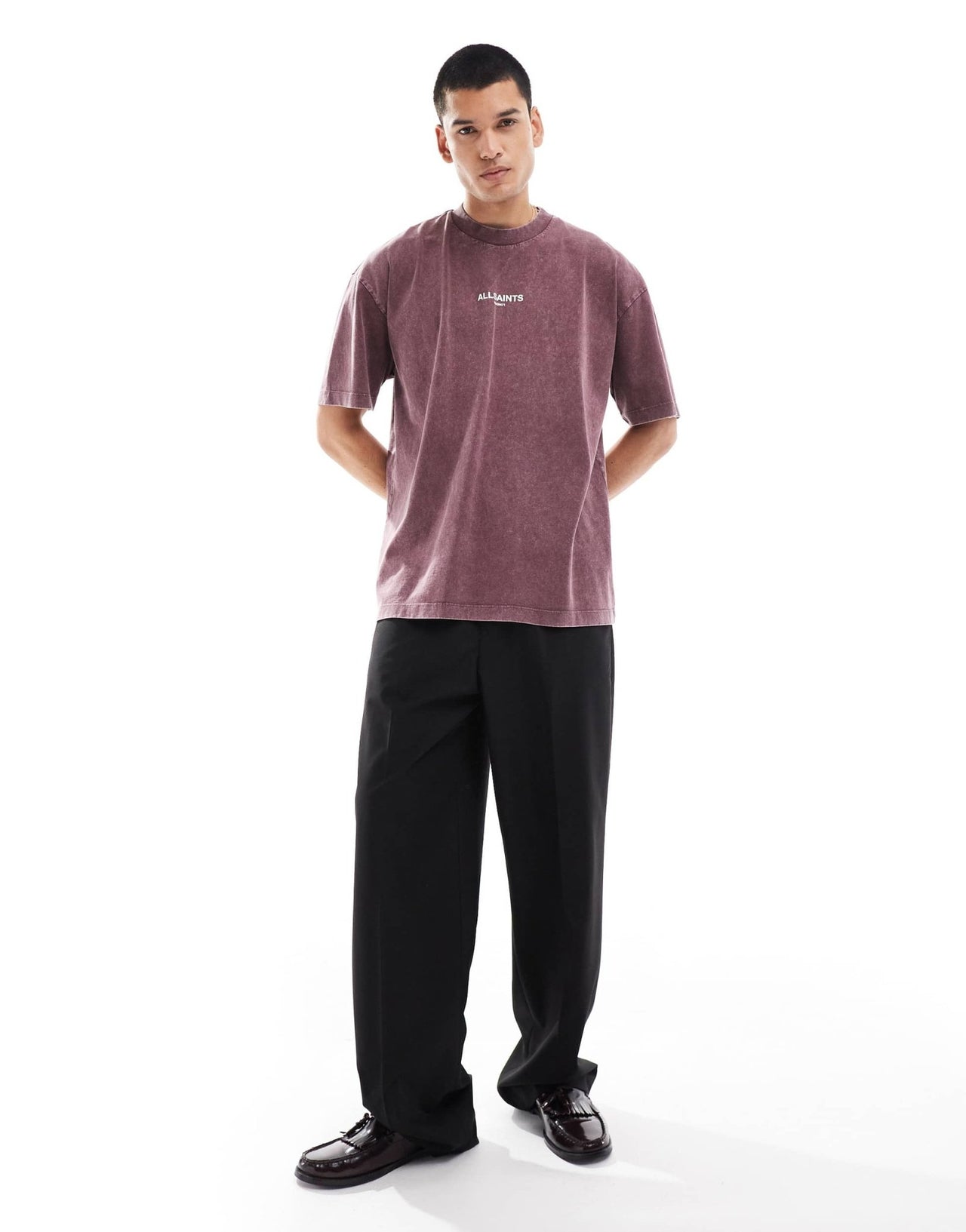 AllSaints Underground oversized t-shirt in stone wash purple exclusive to asos - PURPLE - ASOS Sample Sale EU Store