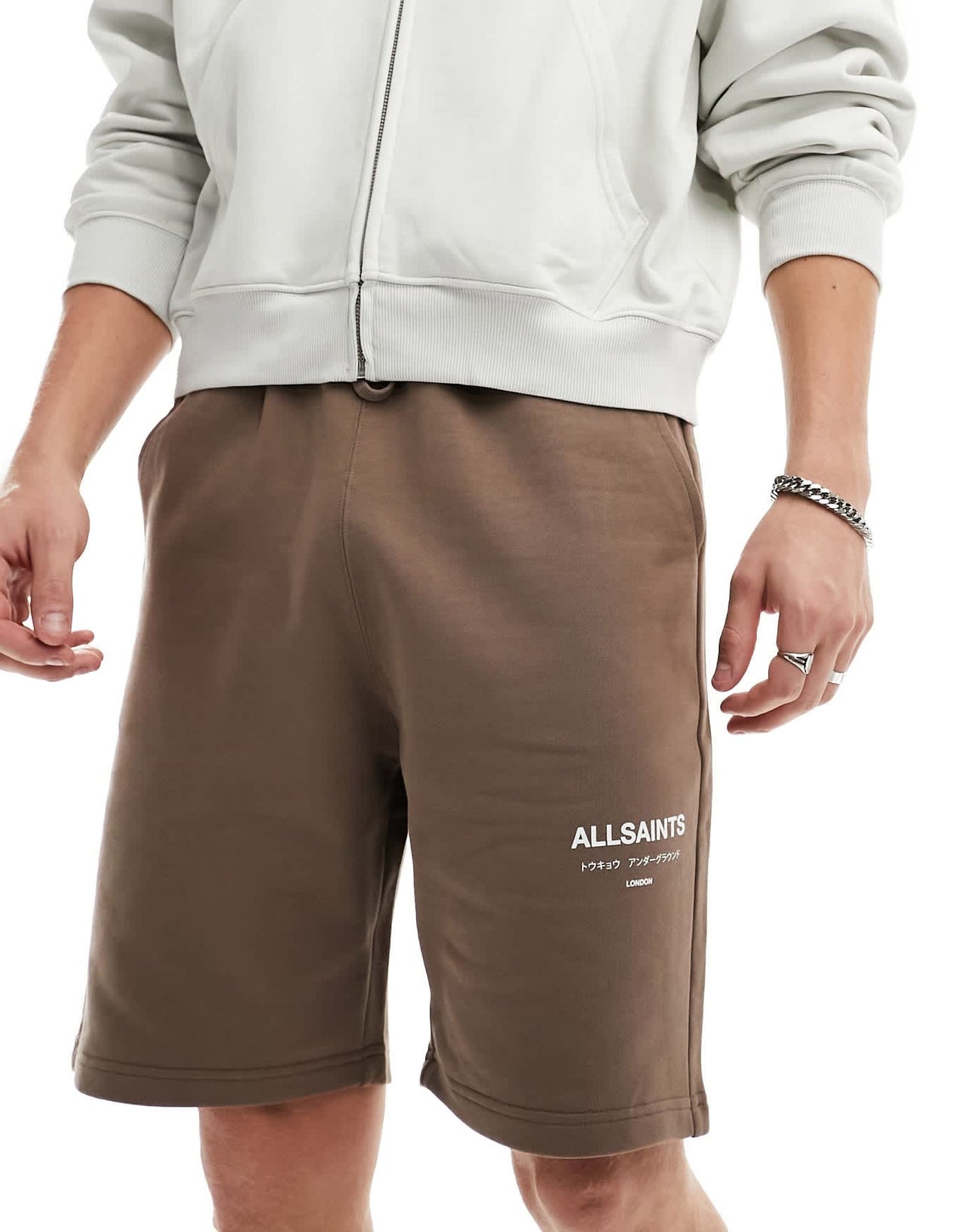 AllSaints Underground sweat shorts in brown exclusive to asos - ASOS Sample Sale EU Store