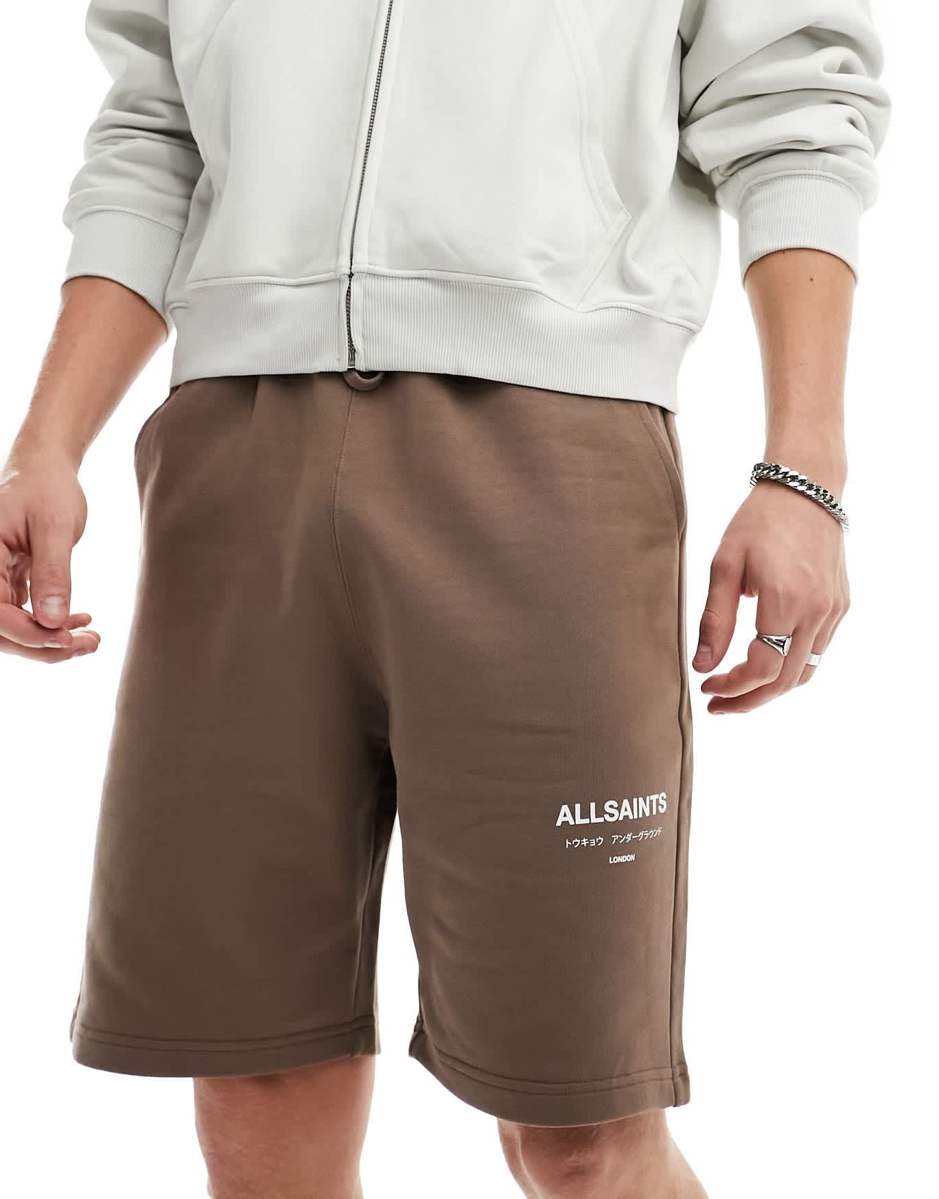 AllSaints Underground sweat shorts in brown exclusive to asos - ASOS Sample Sale EU Store