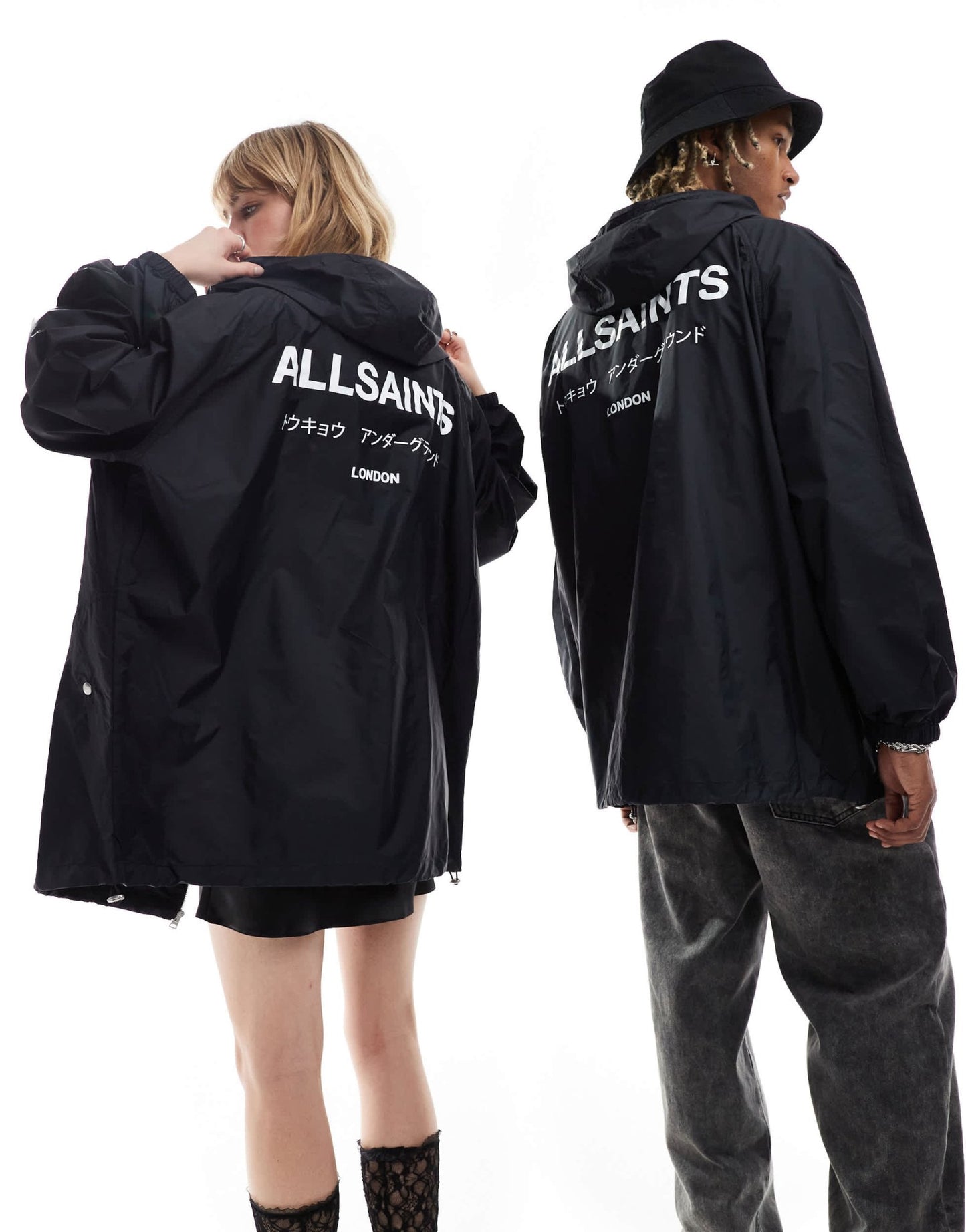 AllSaints Underground unisex lightweight jacket with water resistant finish in black - ASOS Sample Sale EU Store