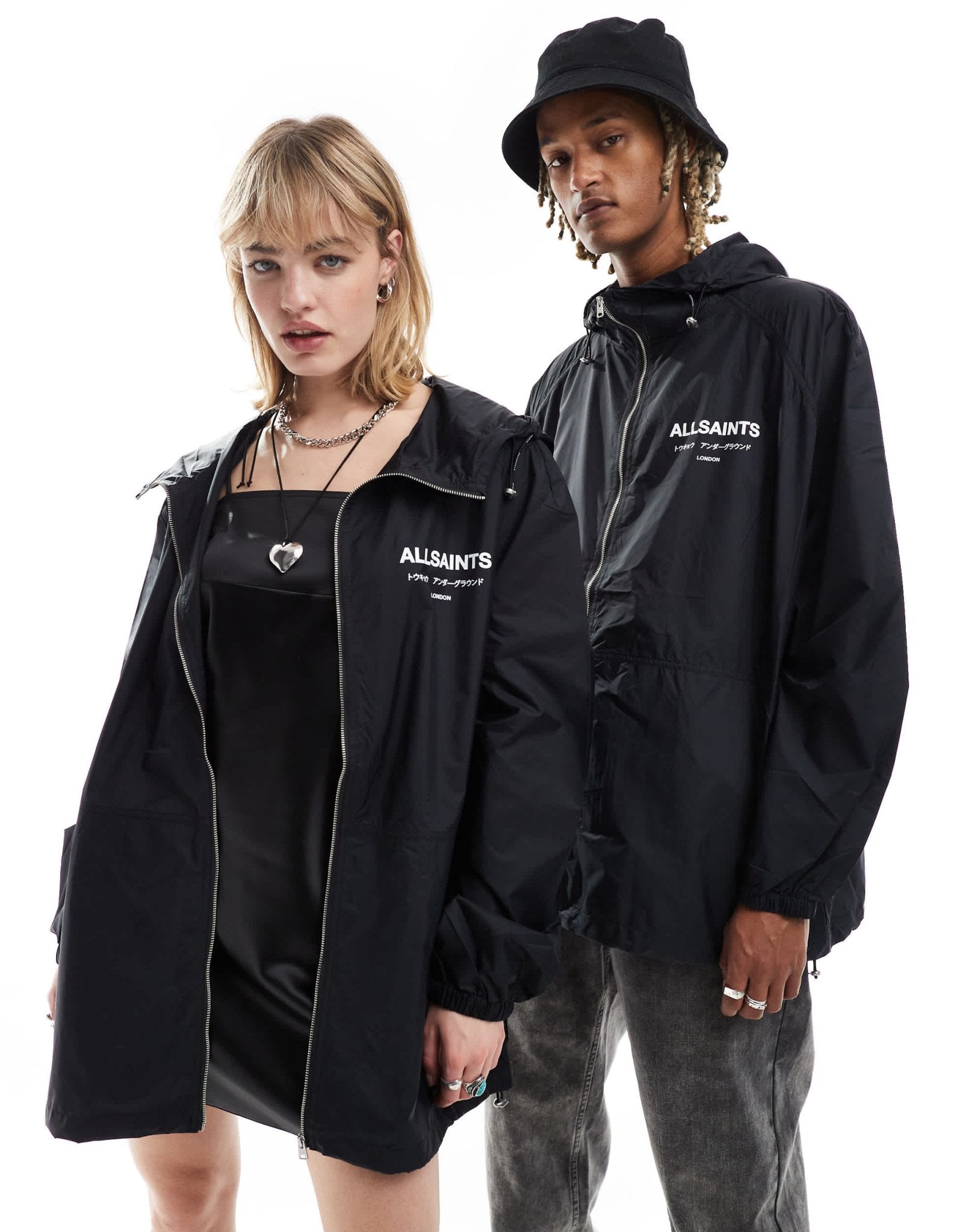 AllSaints Underground unisex lightweight jacket with water resistant finish in black - ASOS Sample Sale EU Store