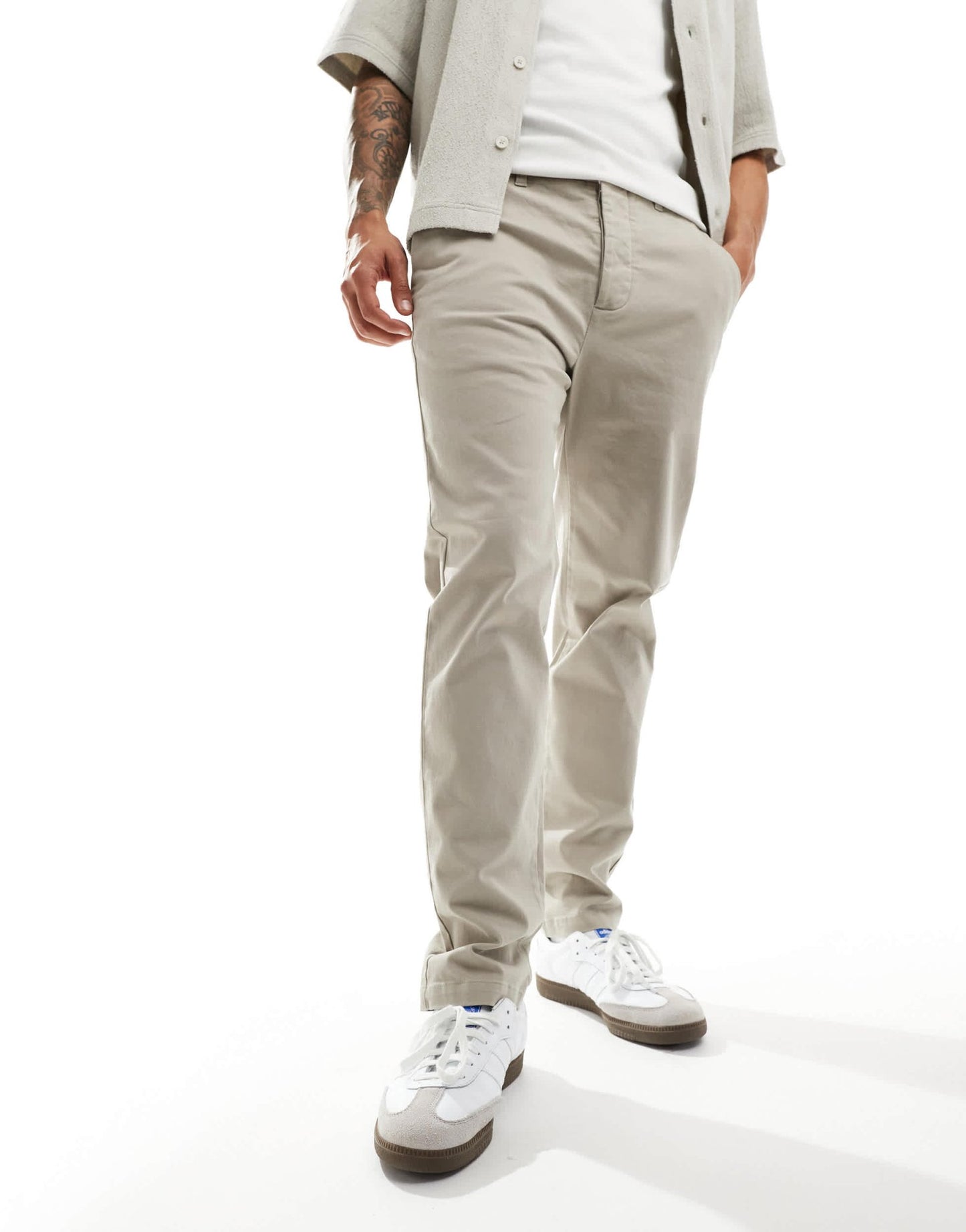 AllSaints Walde chino trousers in grey - ASOS Sample Sale EU Store