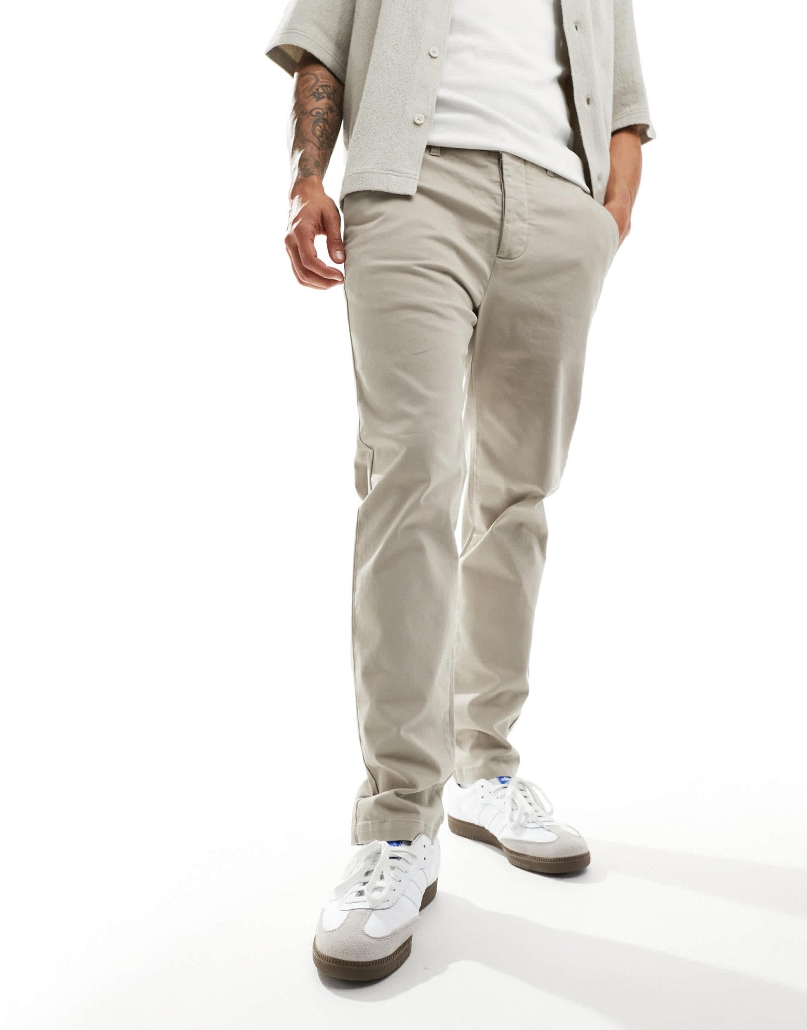 AllSaints Walde chino trousers in grey - ASOS Sample Sale EU Store