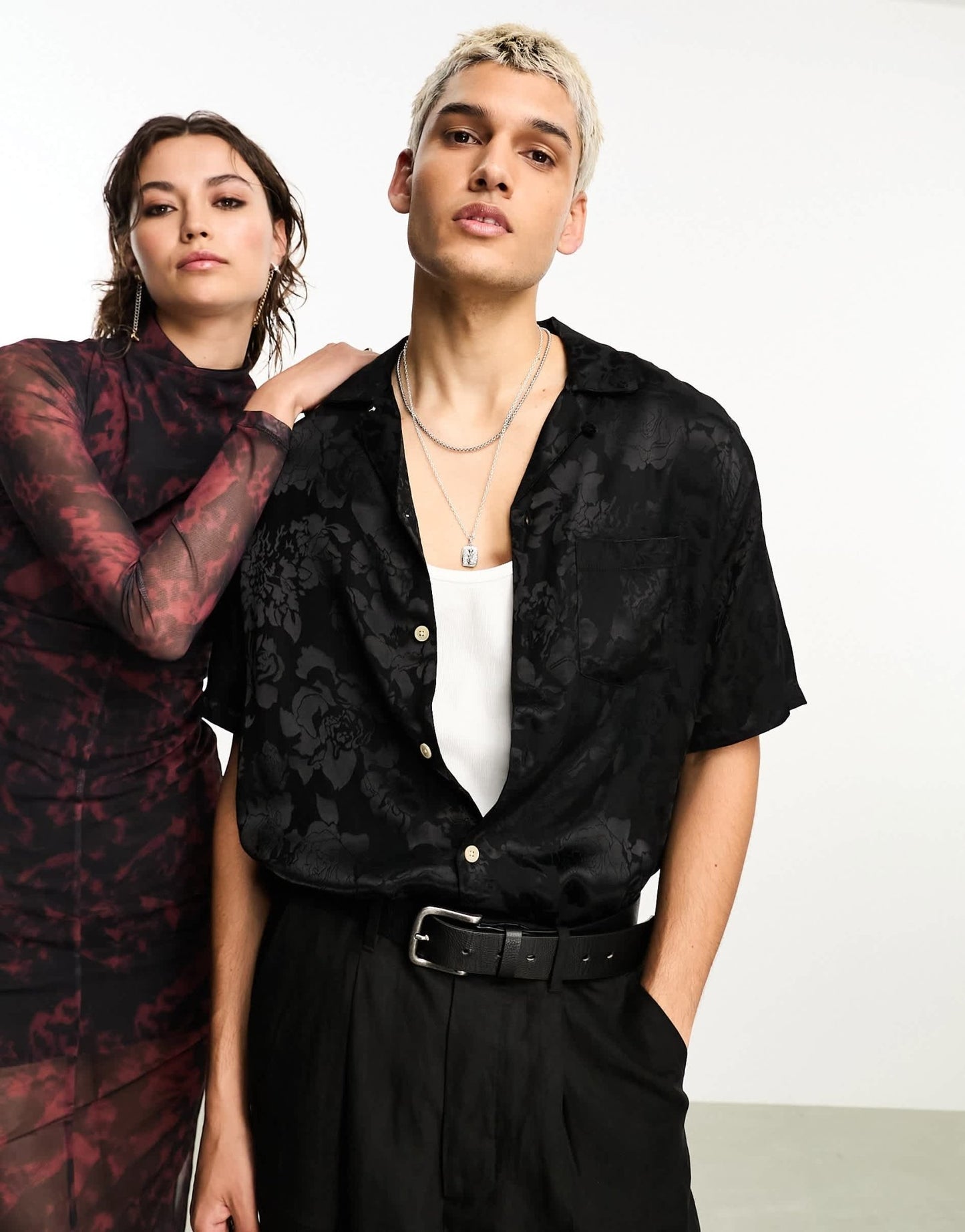 AllSaints x ASOS exclusive Ross Cross short sleeve graphic shirt in black - ASOS Sample Sale EU Store