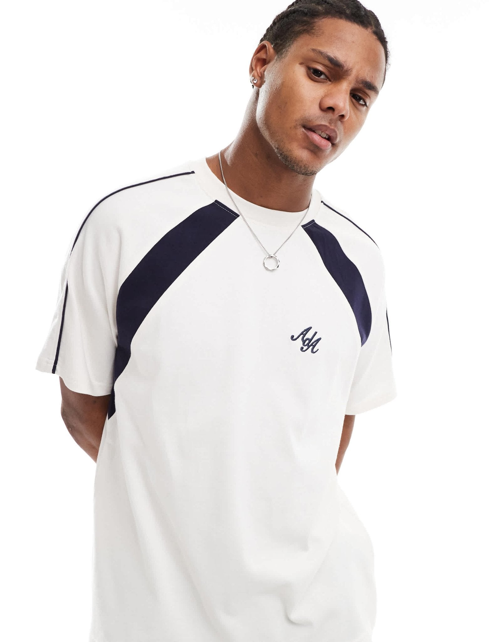 Alma de Ace t-shirt with contrast panel detail in white - ASOS Sample Sale EU Store