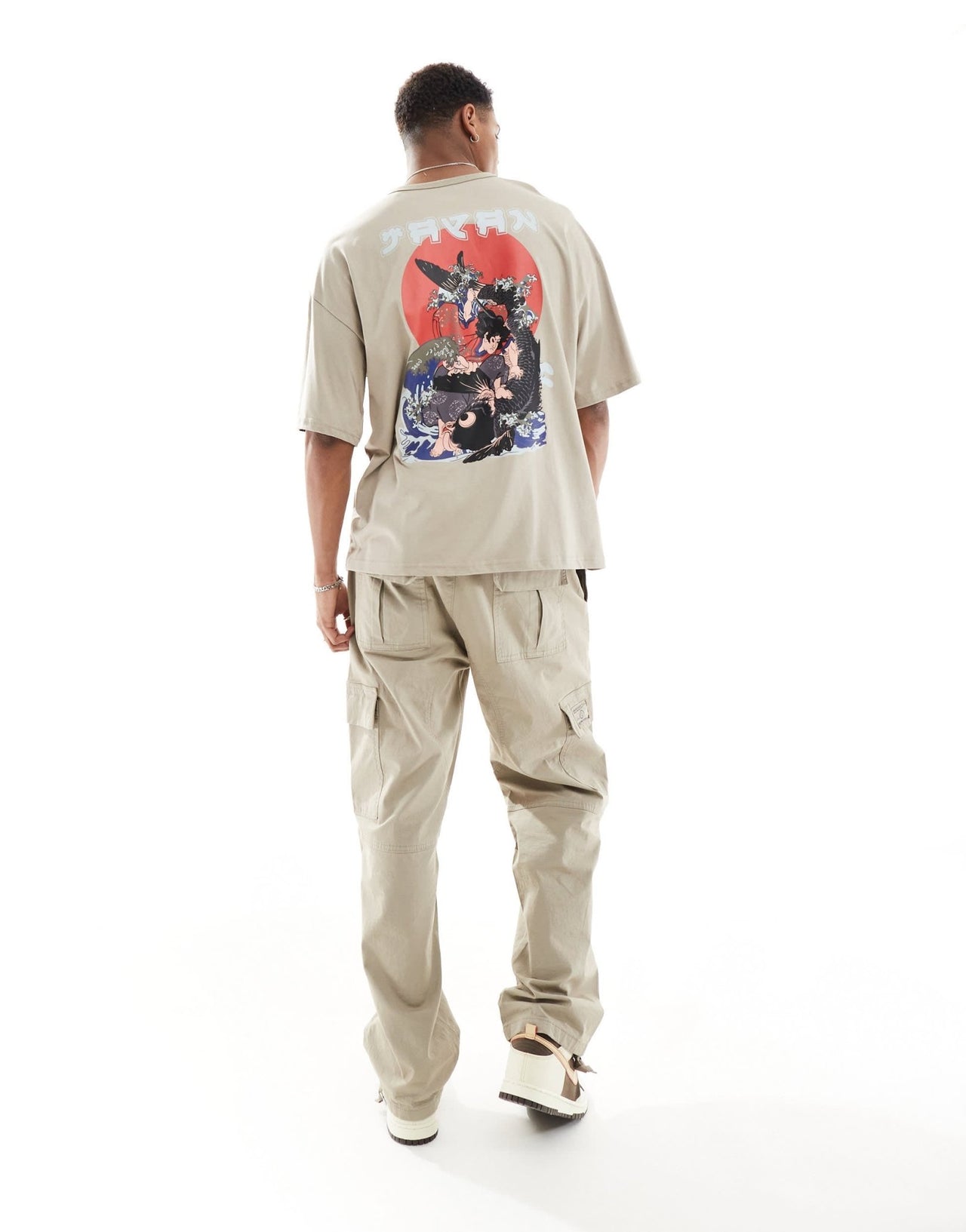 Alpha relaxed fit Japan wave warrior printed t-shirt in vintage sand - ASOS Sample Sale EU Store