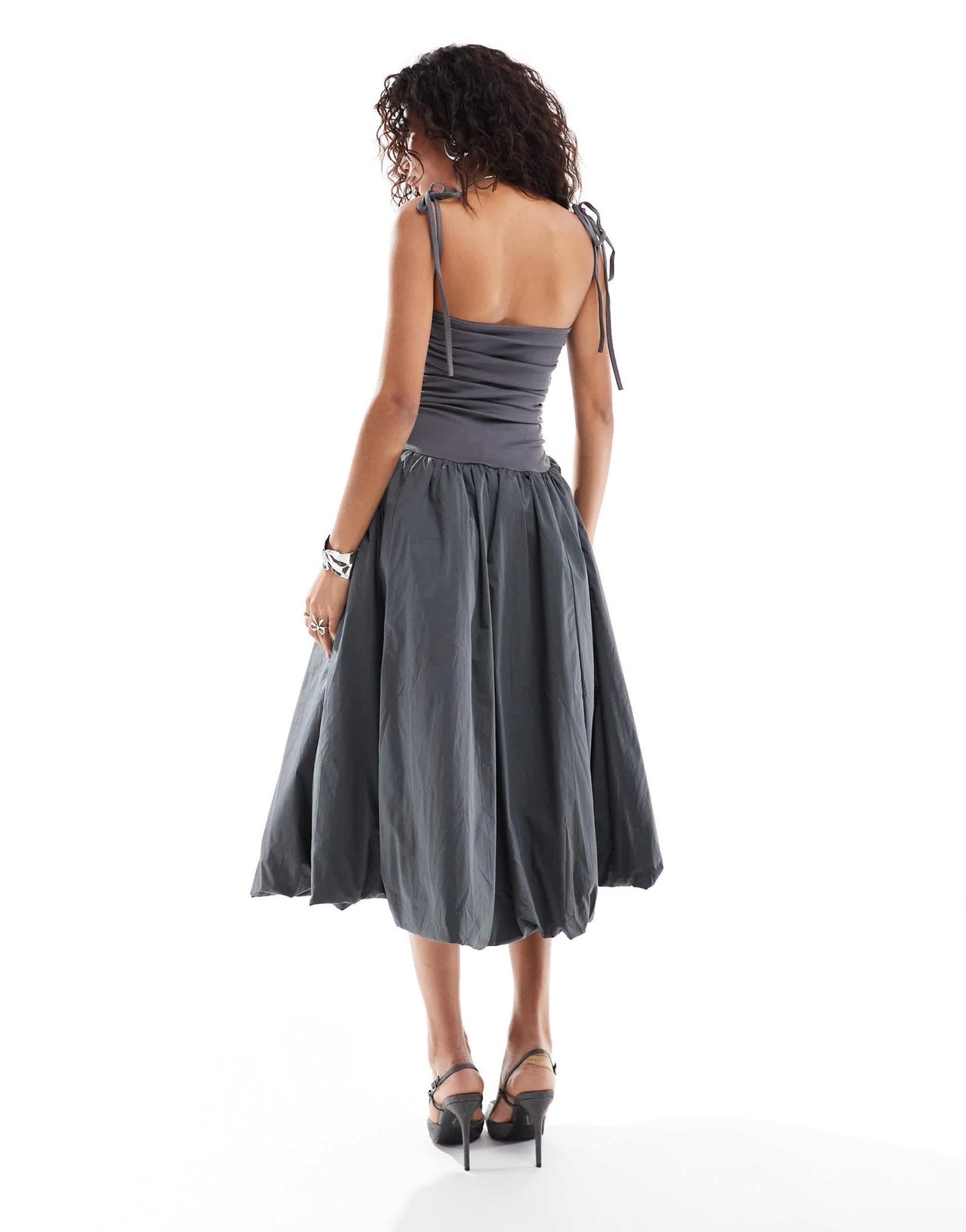 Amy Lynn Alexa shoulder tie midi dress in charcoal - ASOS Sample Sale EU Store