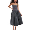 Amy Lynn Alexa shoulder tie midi dress in charcoal