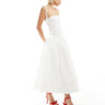 Amy Lynn Alexa shoulder tie puffball midi dress in white
