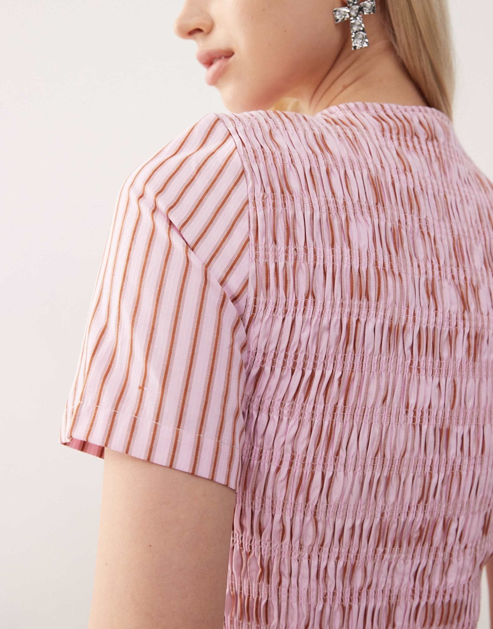 Amy Lynn Eleanor puffball mini dress in pink stripe - ASOS Sample Sale EU Store