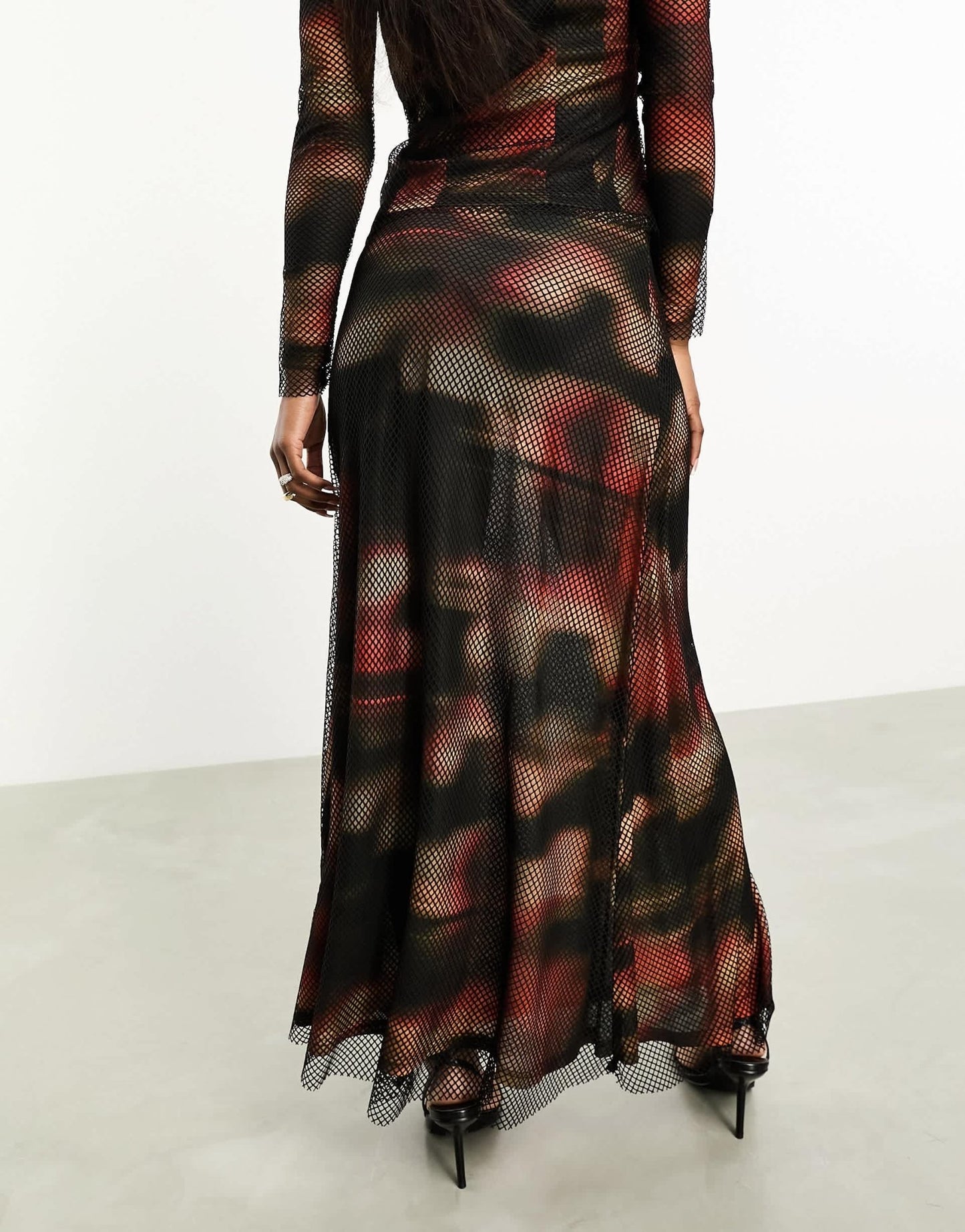 Amy Lynn heatwave maxi skirt with net overlay in black co - ord - ASOS Sample Sale EU Store