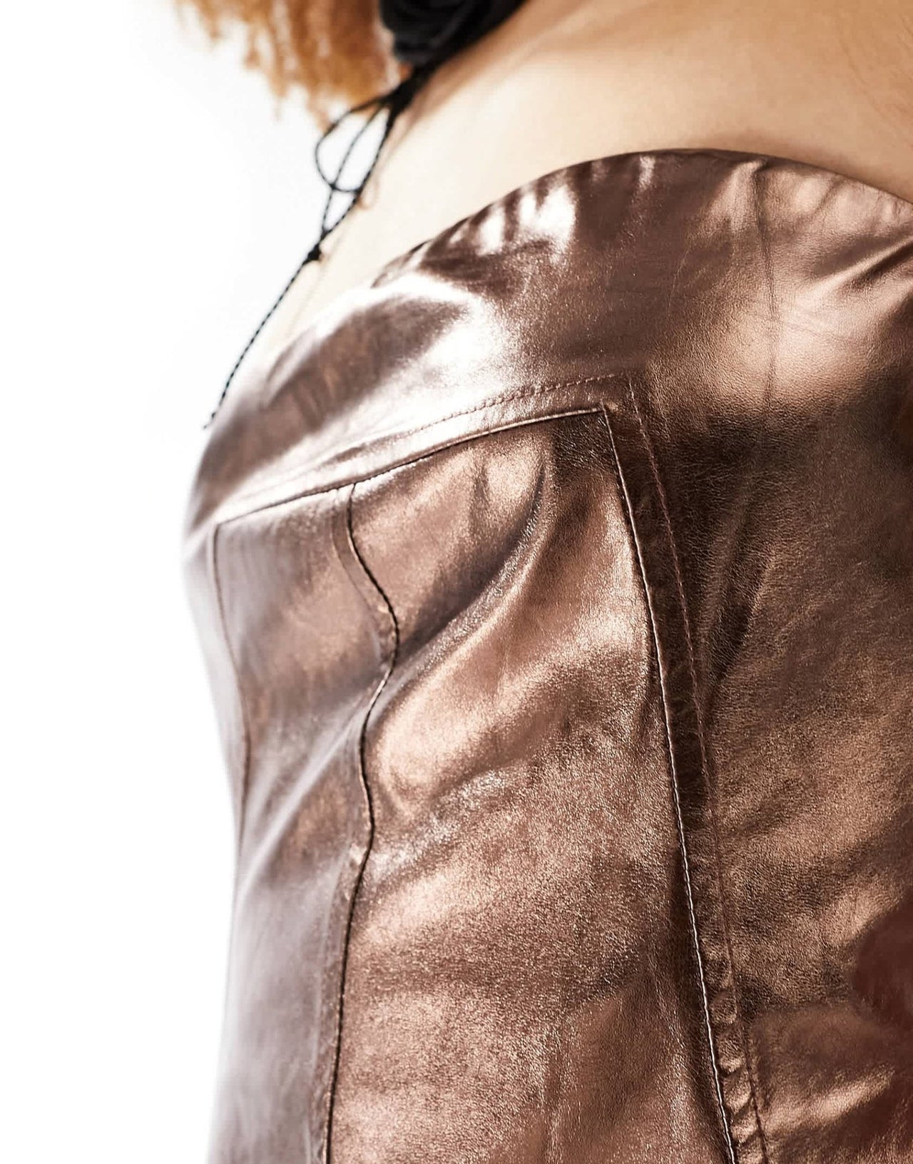 Amy Lynn Lupe bardot top in metallic dark coffee - ASOS Sample Sale EU Store