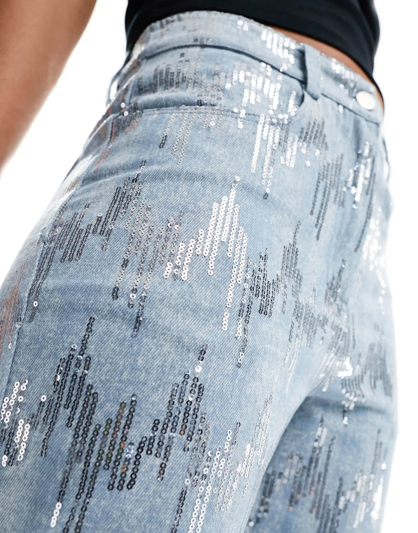 Amy Lynn Lupe trouser in sequin embellished denim effect - ASOS Sample Sale EU Store
