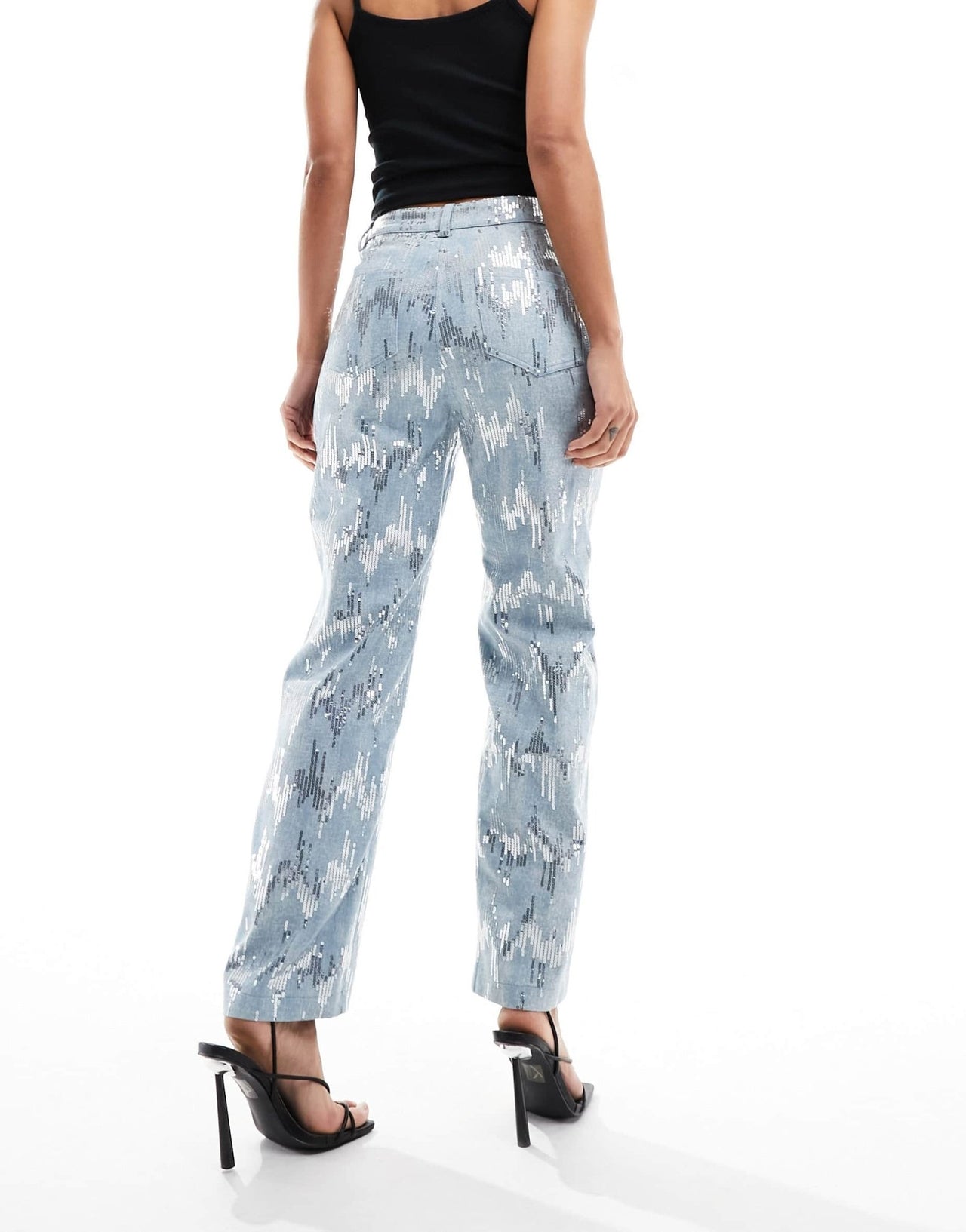 Amy Lynn Lupe trouser in sequin embellished denim effect - ASOS Sample Sale EU Store