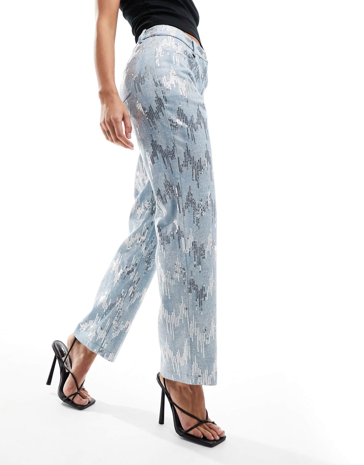 Amy Lynn Lupe trouser in sequin embellished denim effect - ASOS Sample Sale EU Store