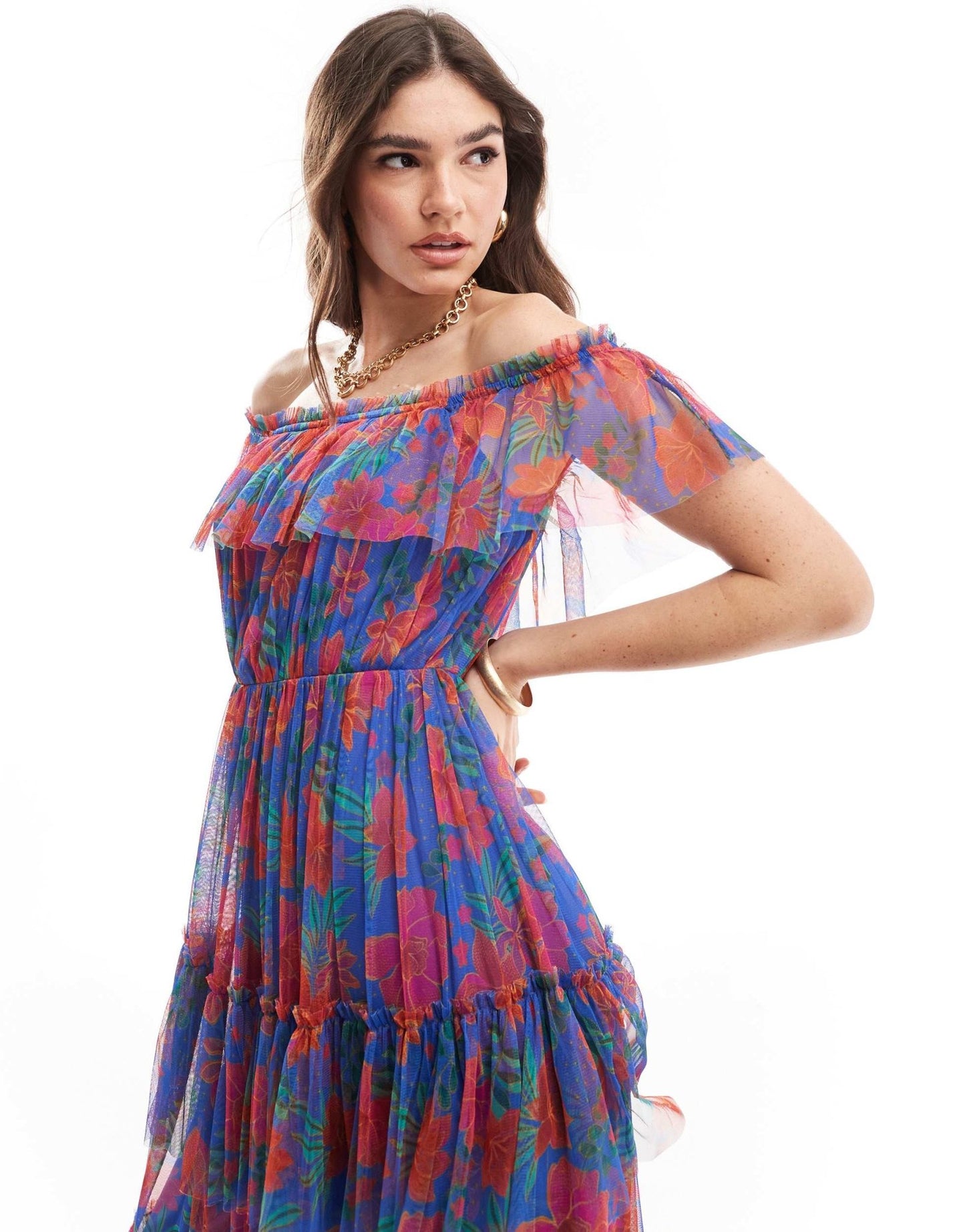 Anaya bardot ruffle maxi dress in tropical floral - ASOS Sample Sale EU Store
