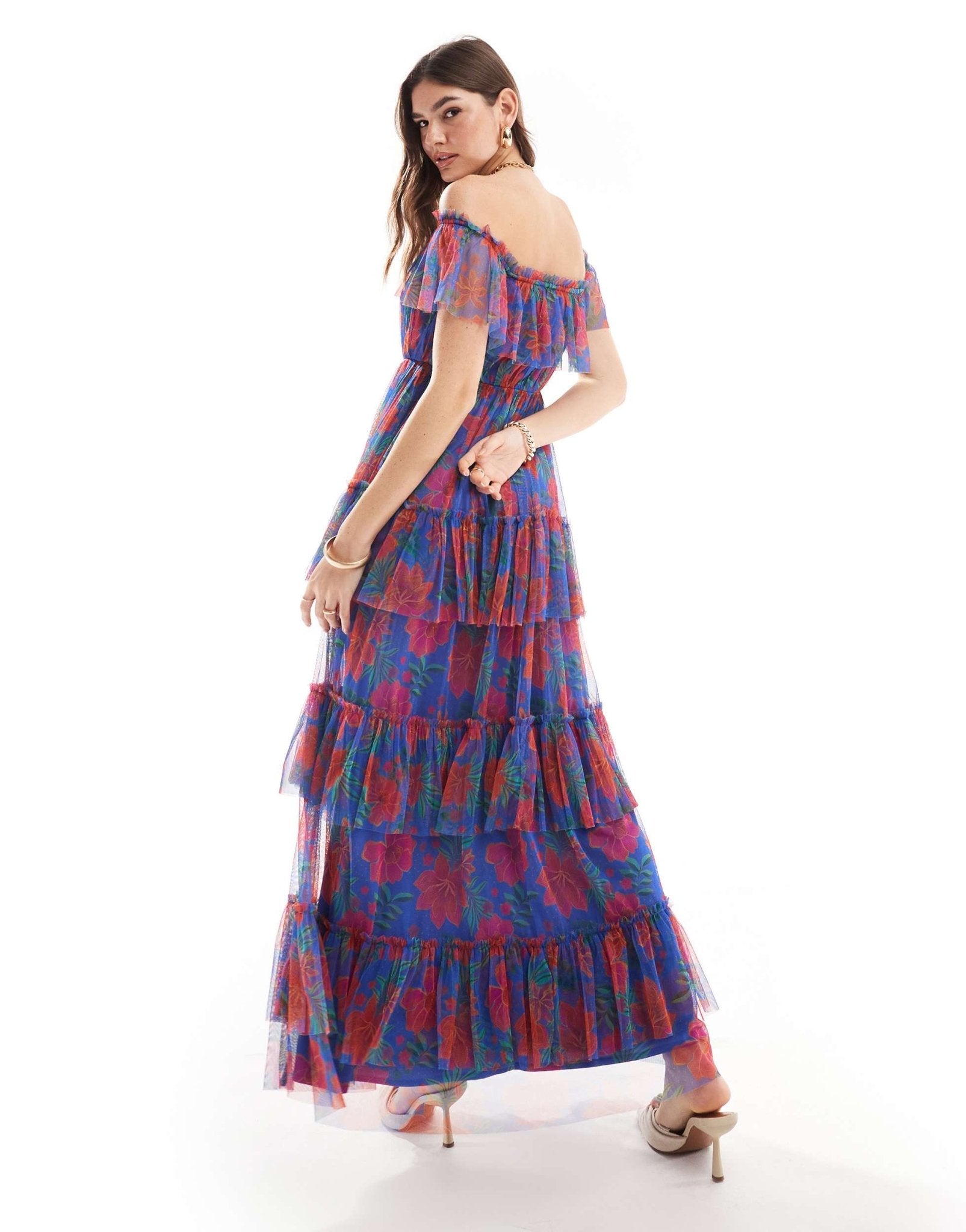 Anaya bardot ruffle maxi dress in tropical floral - ASOS Sample Sale EU Store