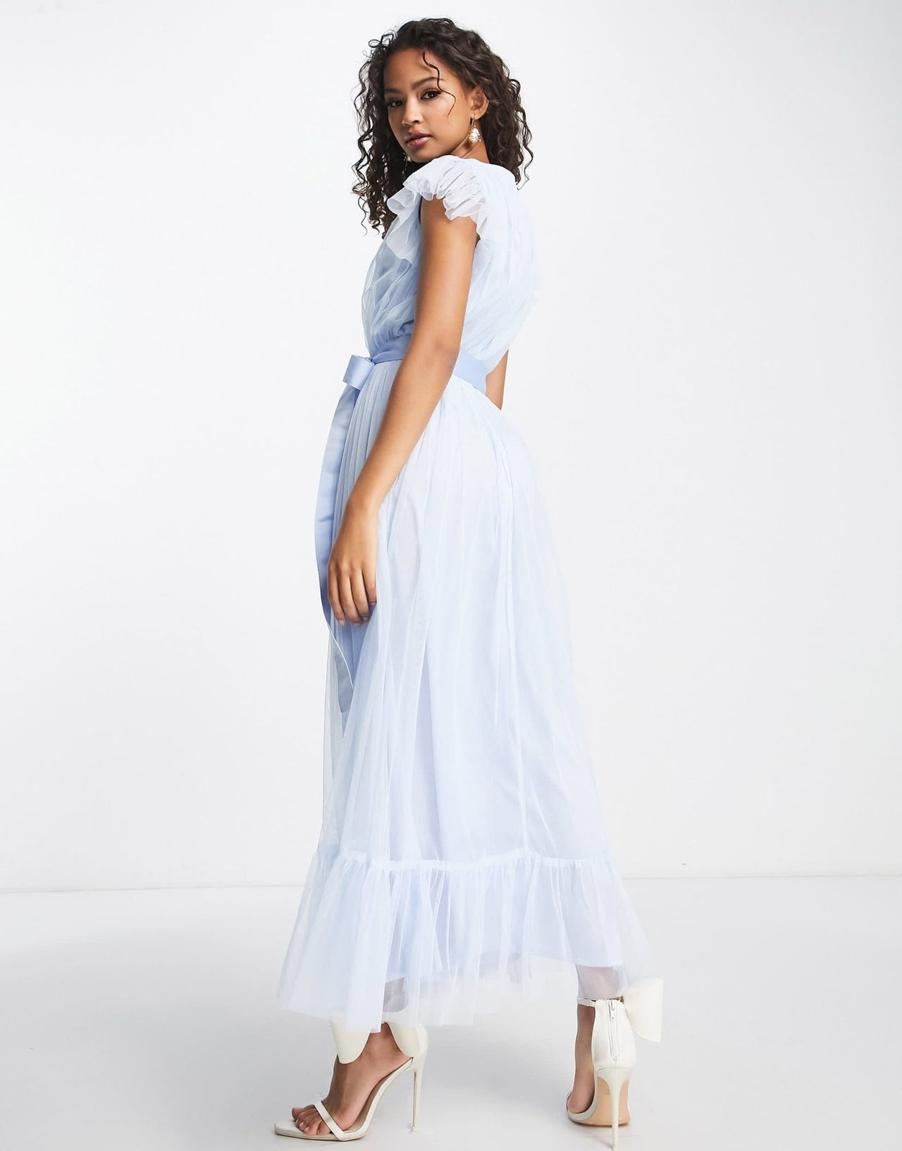Anaya Bridesmaid flutter sleeve midaxi dress in ballard blue - ASOS Sample Sale EU Store