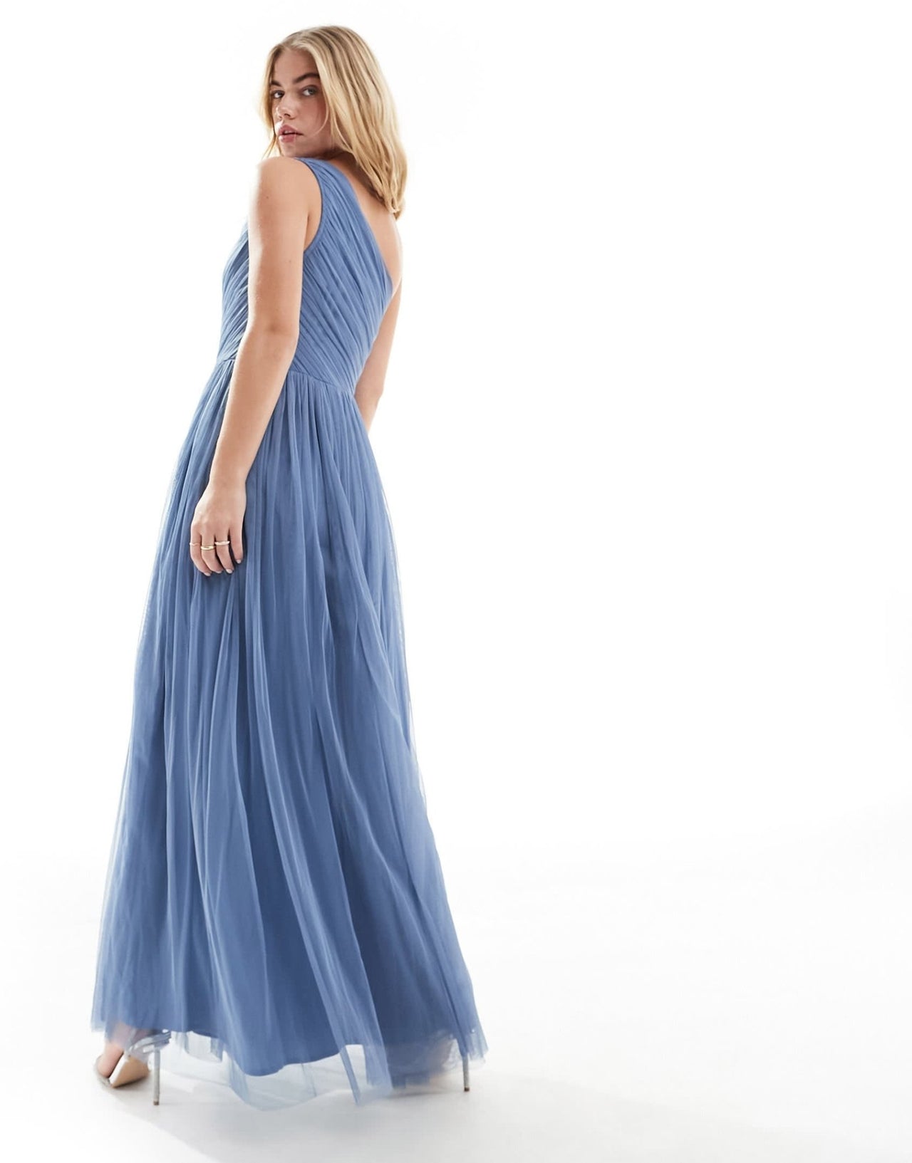 Anaya Bridesmaid tulle one shoulder maxi dress in blue - ASOS Sample Sale EU Store
