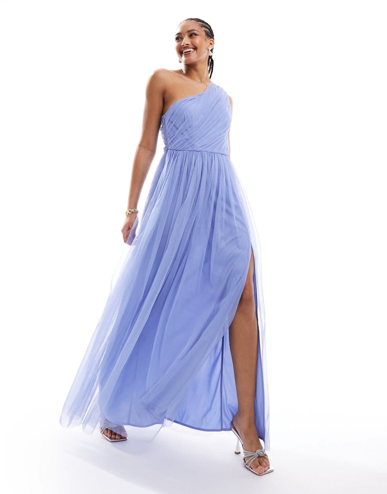 Anaya Bridesmaid tulle one shoulder maxi dress in soft blue - ASOS Sample Sale EU Store