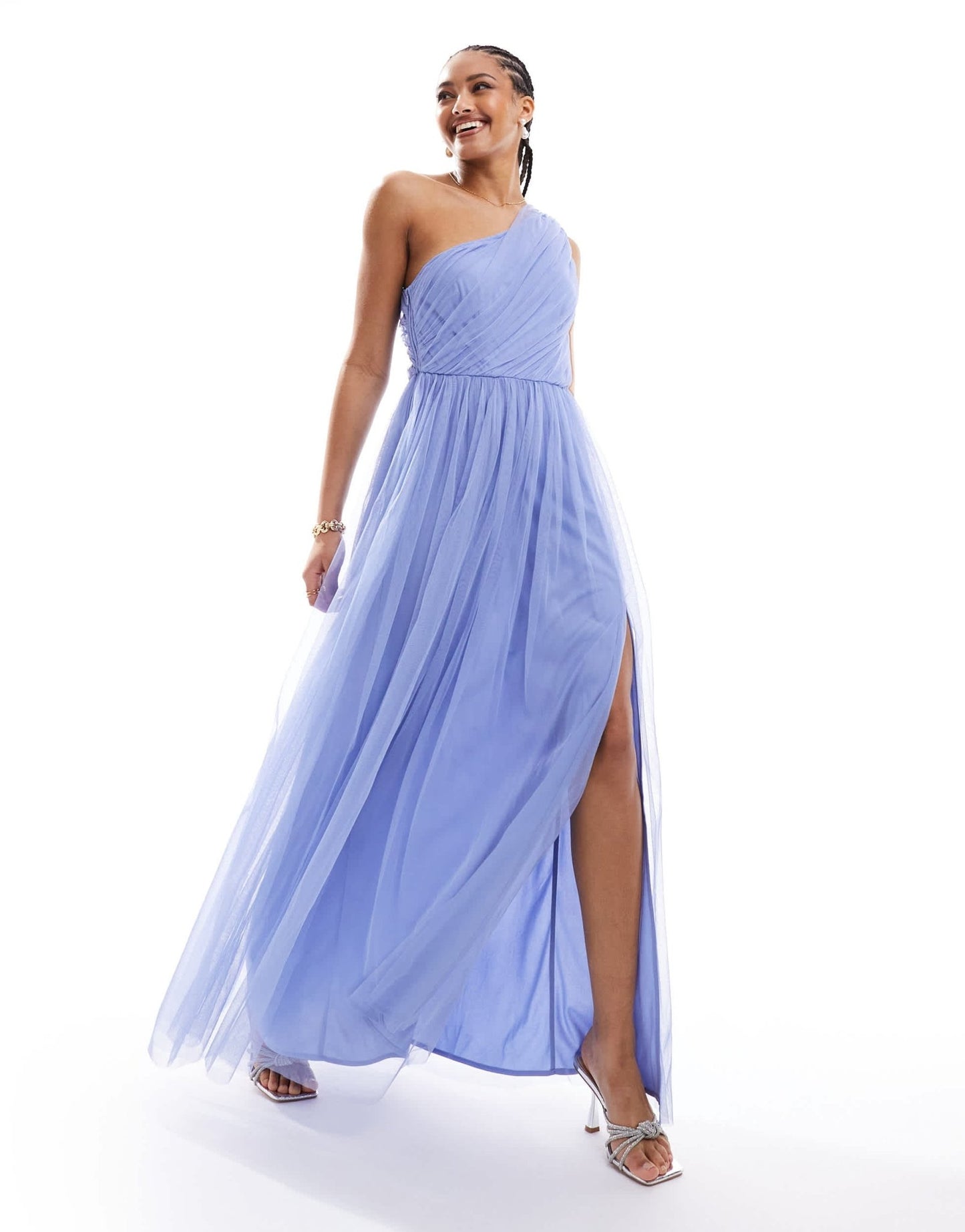 Anaya Bridesmaid tulle one shoulder maxi dress in soft blue - ASOS Sample Sale EU Store