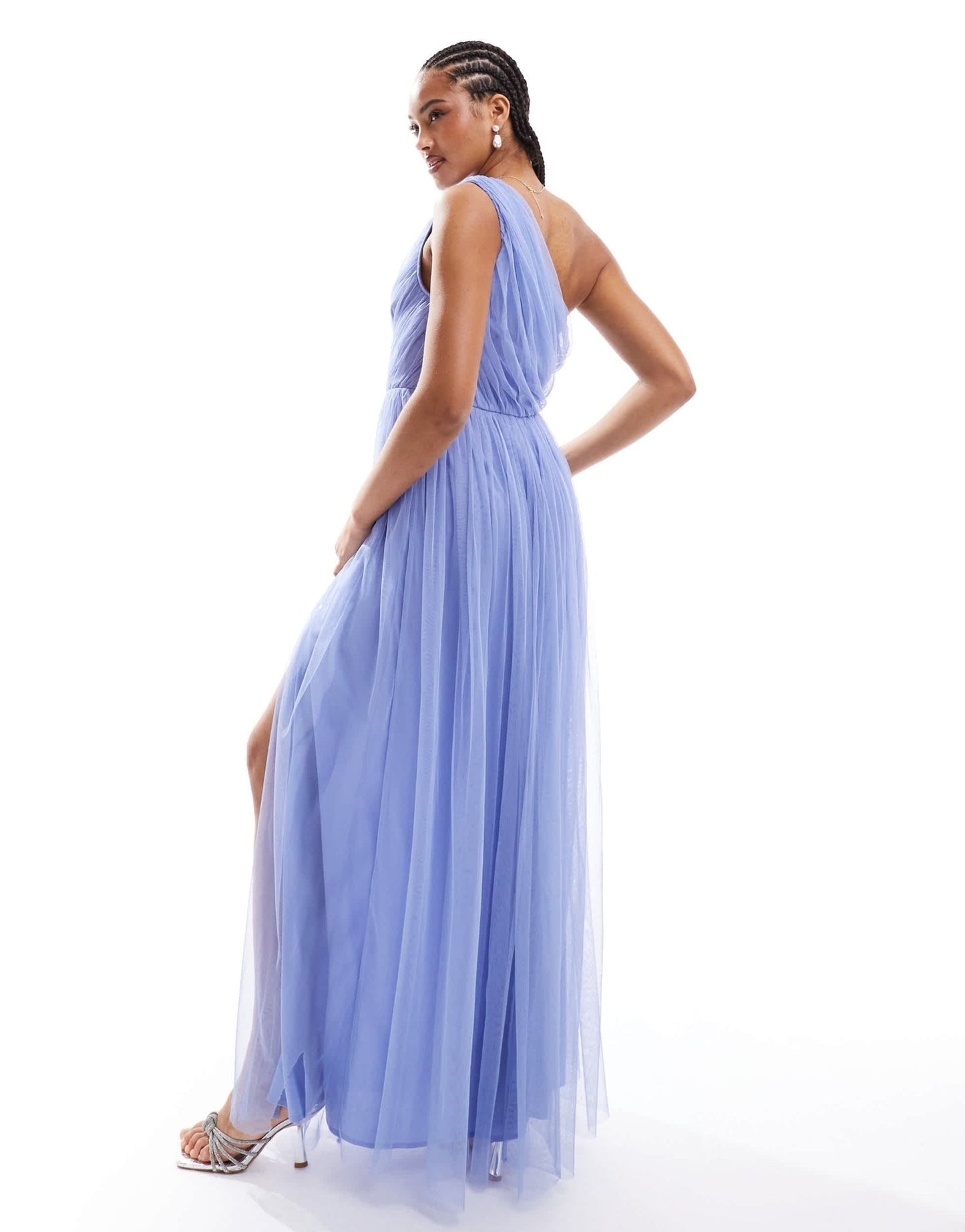 Anaya Bridesmaid tulle one shoulder maxi dress in soft blue - ASOS Sample Sale EU Store