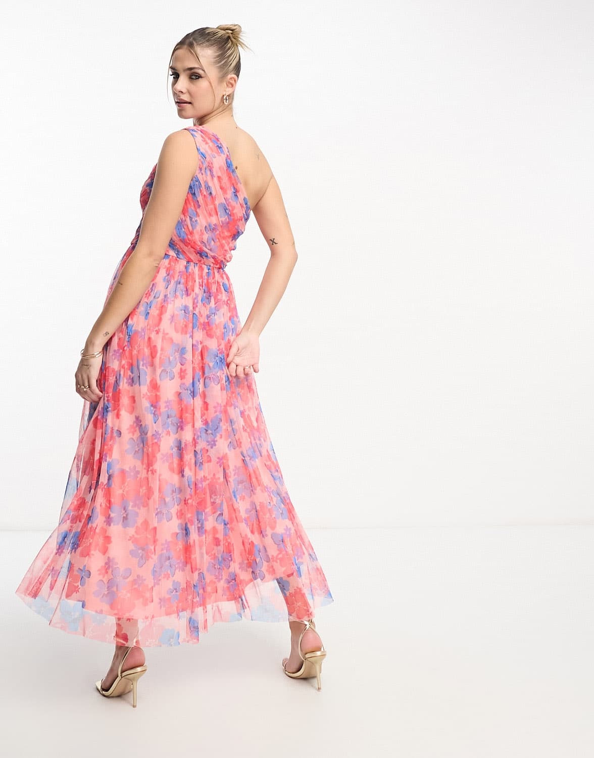Anaya one shoulder tulle midaxi dress in floral print - ASOS Sample Sale EU Store