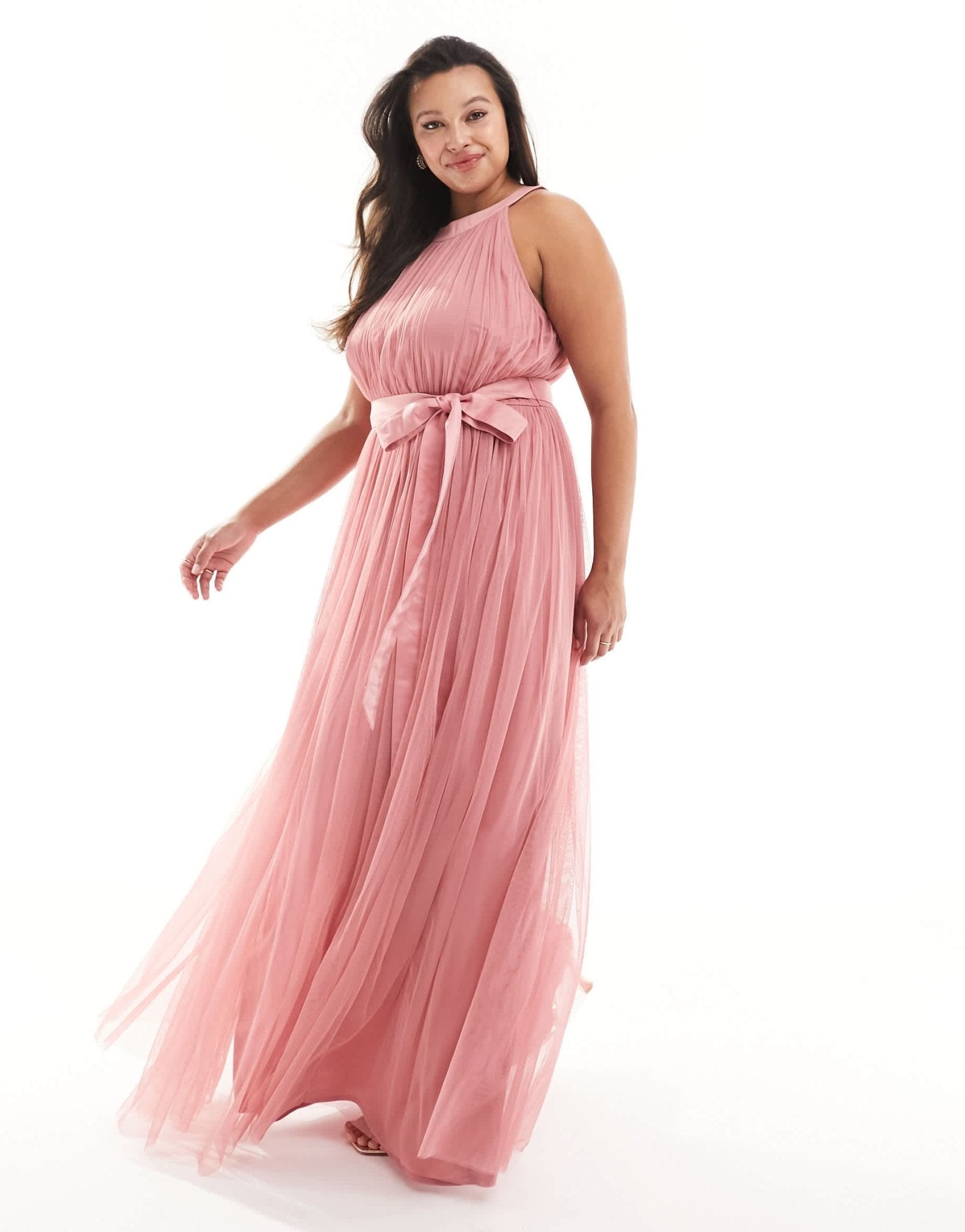 Anaya Plus Bridesmaids halter neck dress in dusty pink - ASOS Sample Sale EU Store
