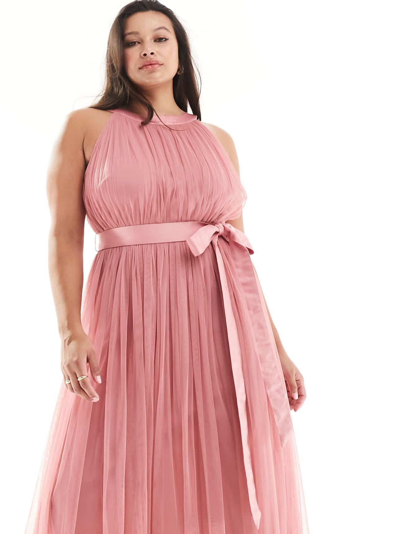 Anaya Plus Bridesmaids halter neck dress in dusty pink - ASOS Sample Sale EU Store