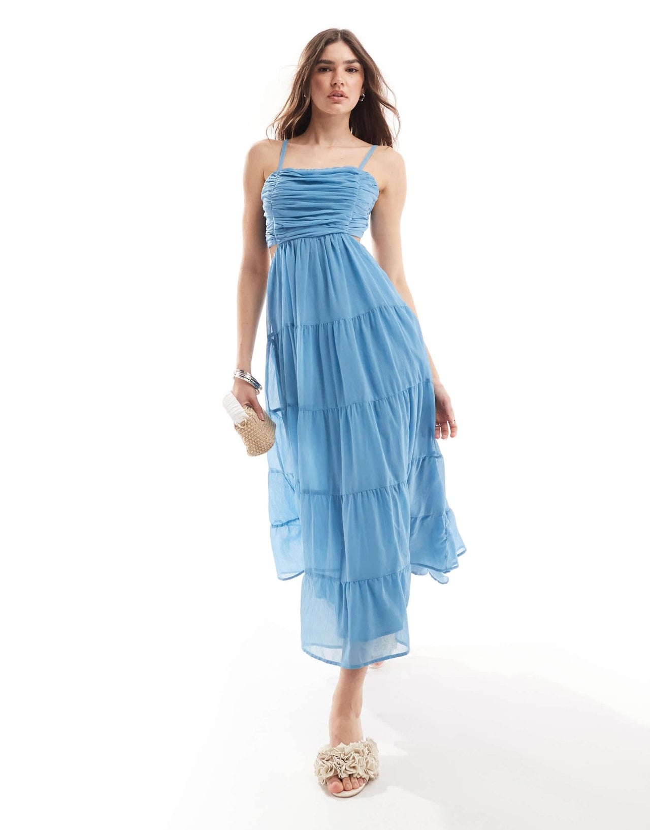 Anaya tie back tiered cami midaxi dress in blue - ASOS Sample Sale EU Store