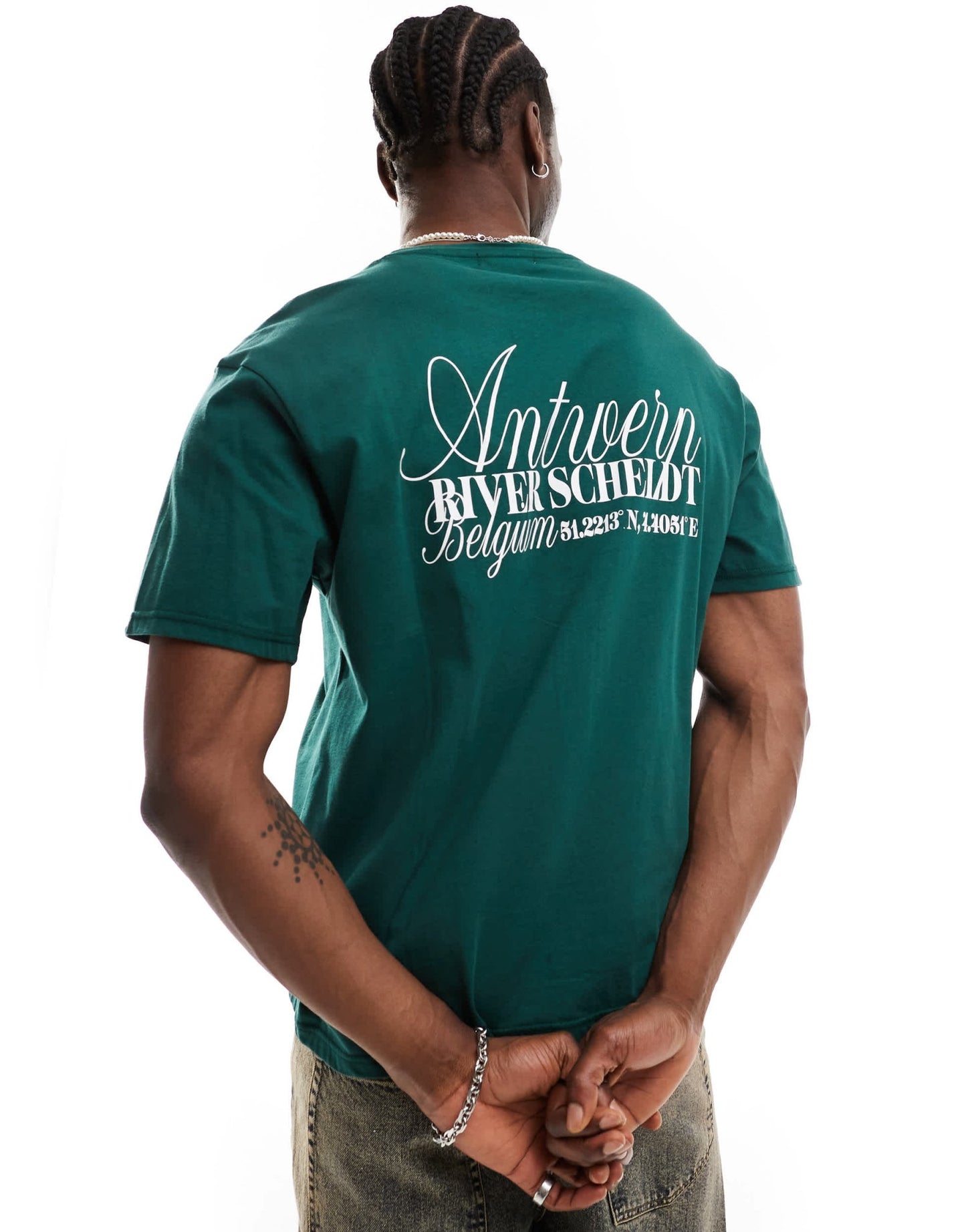 Another Influence antwerp slogan oversized boxy t-shirt in forest green - ASOS Sample Sale EU Store