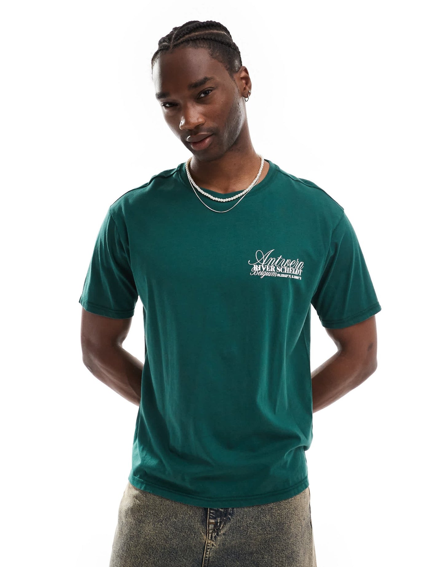 Another Influence antwerp slogan oversized boxy t-shirt in forest green - ASOS Sample Sale EU Store