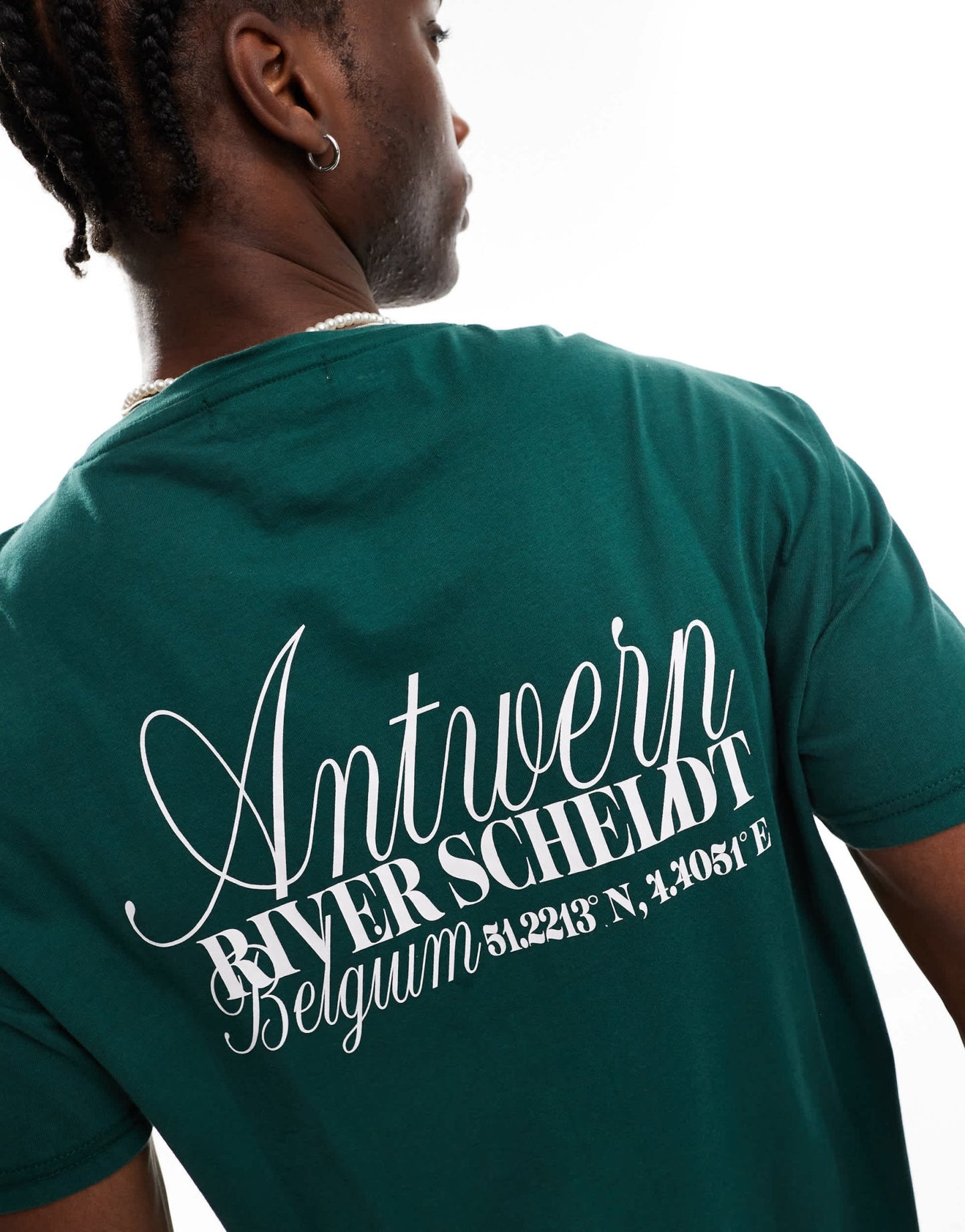 Another Influence antwerp slogan oversized boxy t-shirt in forest green - ASOS Sample Sale EU Store