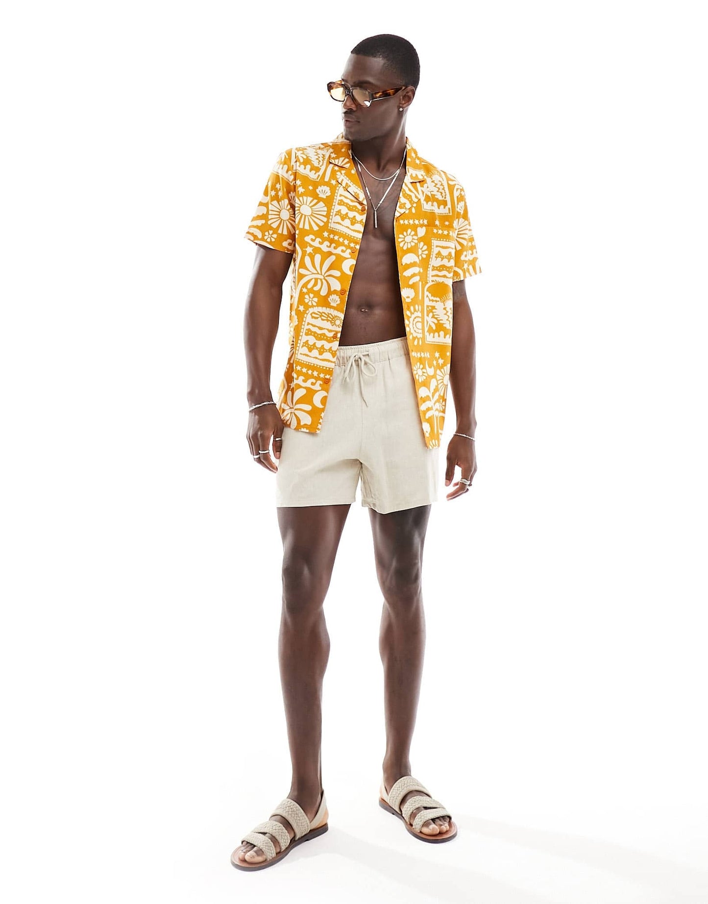 Another Influence beach shirt co ord in rust summer scene print - ASOS Sample Sale EU Store
