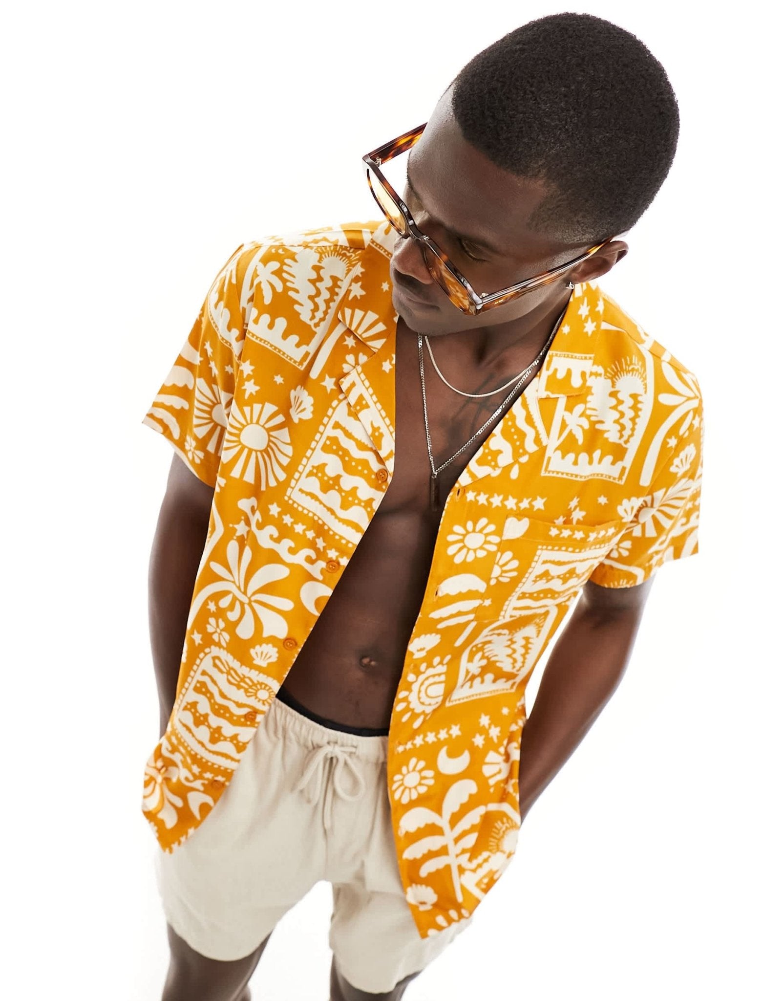 Another Influence beach shirt co ord in rust summer scene print - ASOS Sample Sale EU Store