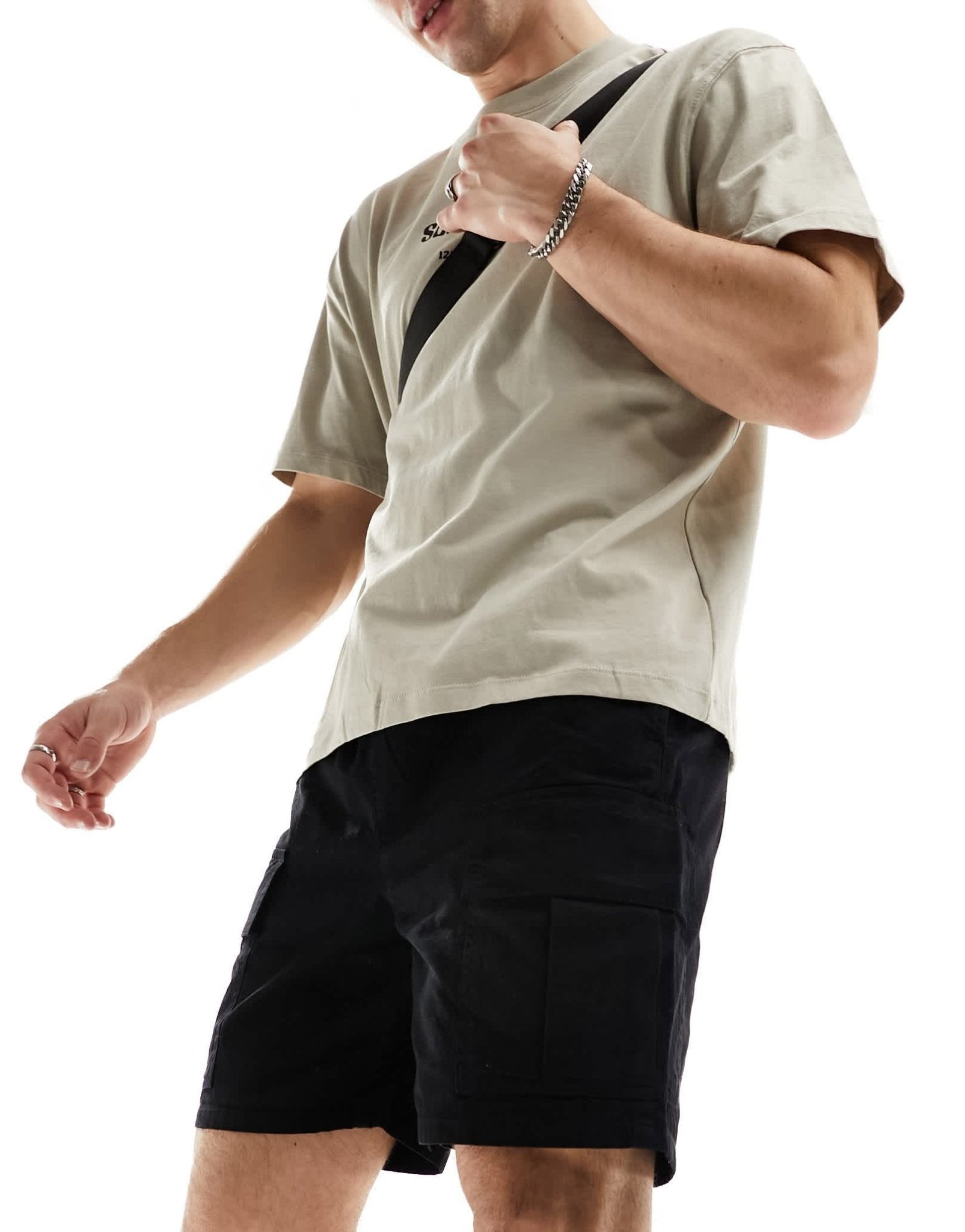 Another Influence cotton twill cargo shorts in black - ASOS Sample Sale EU Store