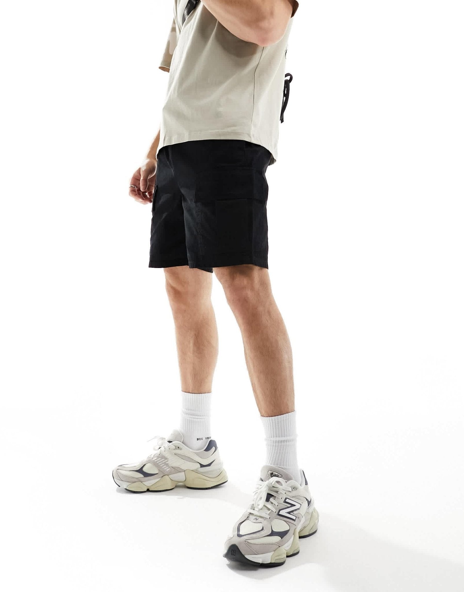 Another Influence cotton twill cargo shorts in black - ASOS Sample Sale EU Store