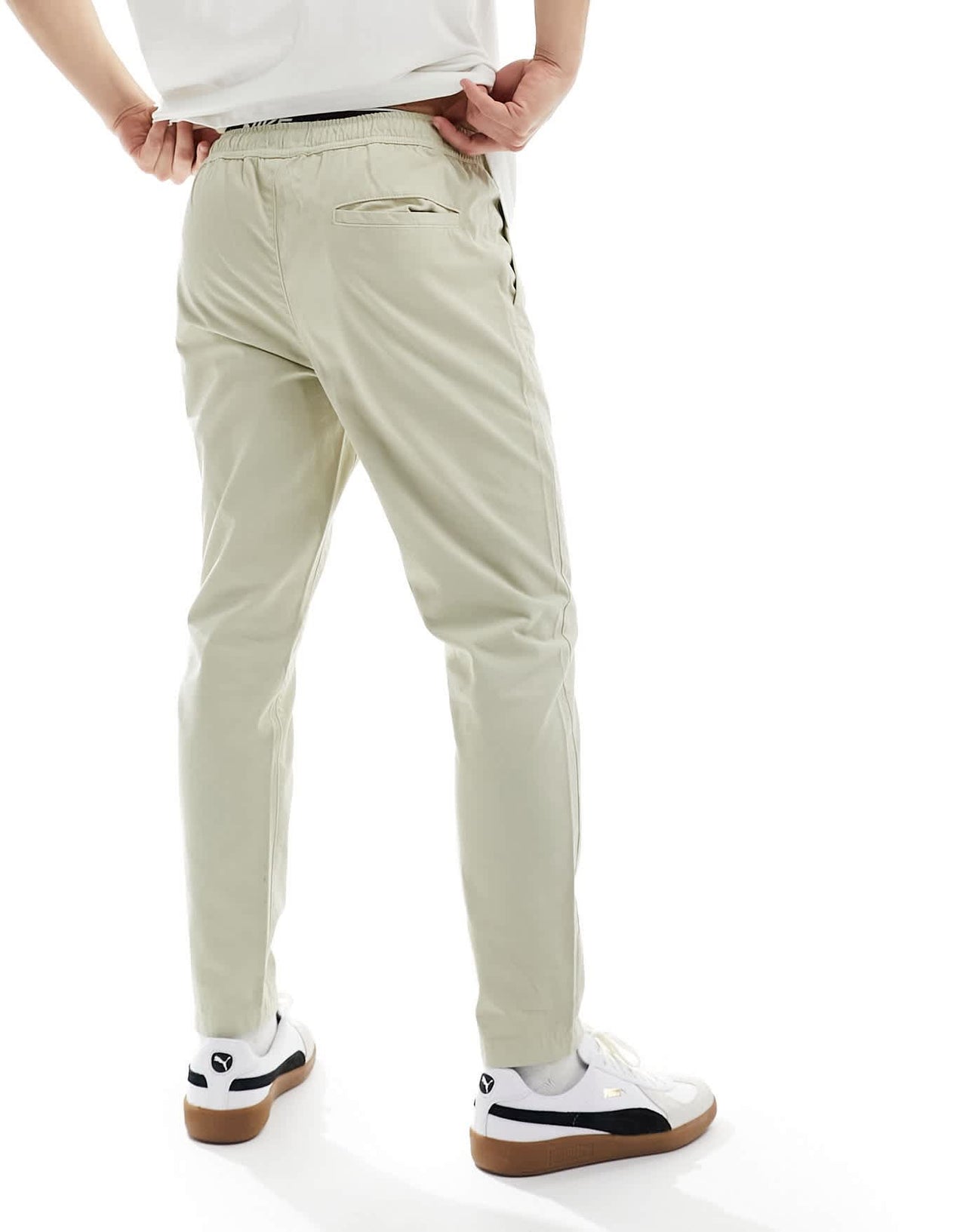 Another Influence cotton twill tapered trousers in light stone - ASOS Sample Sale EU Store